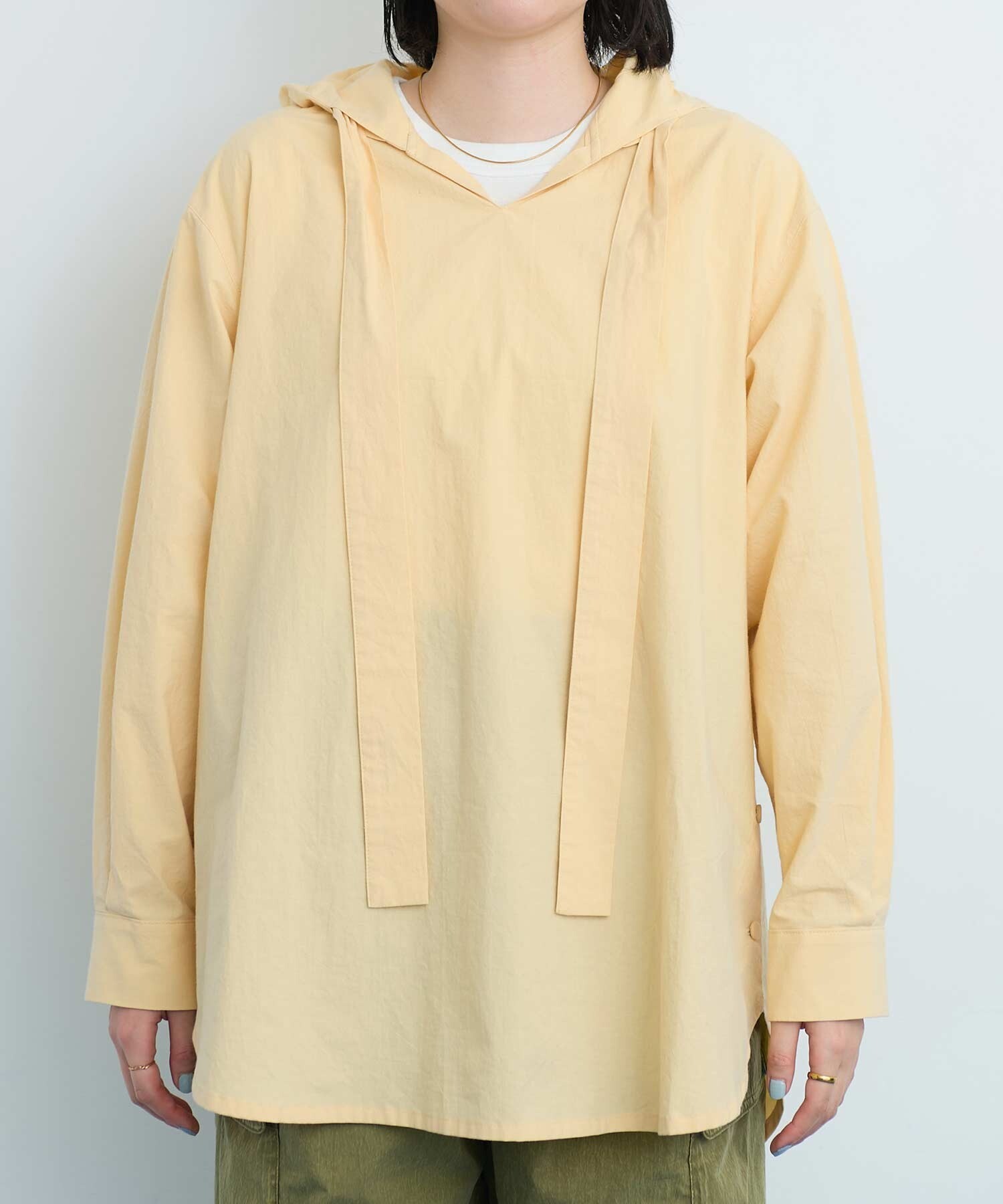 AMBIDEX Store 〇COTTON DYED POPLIN フードシャツ (F ピンク): l