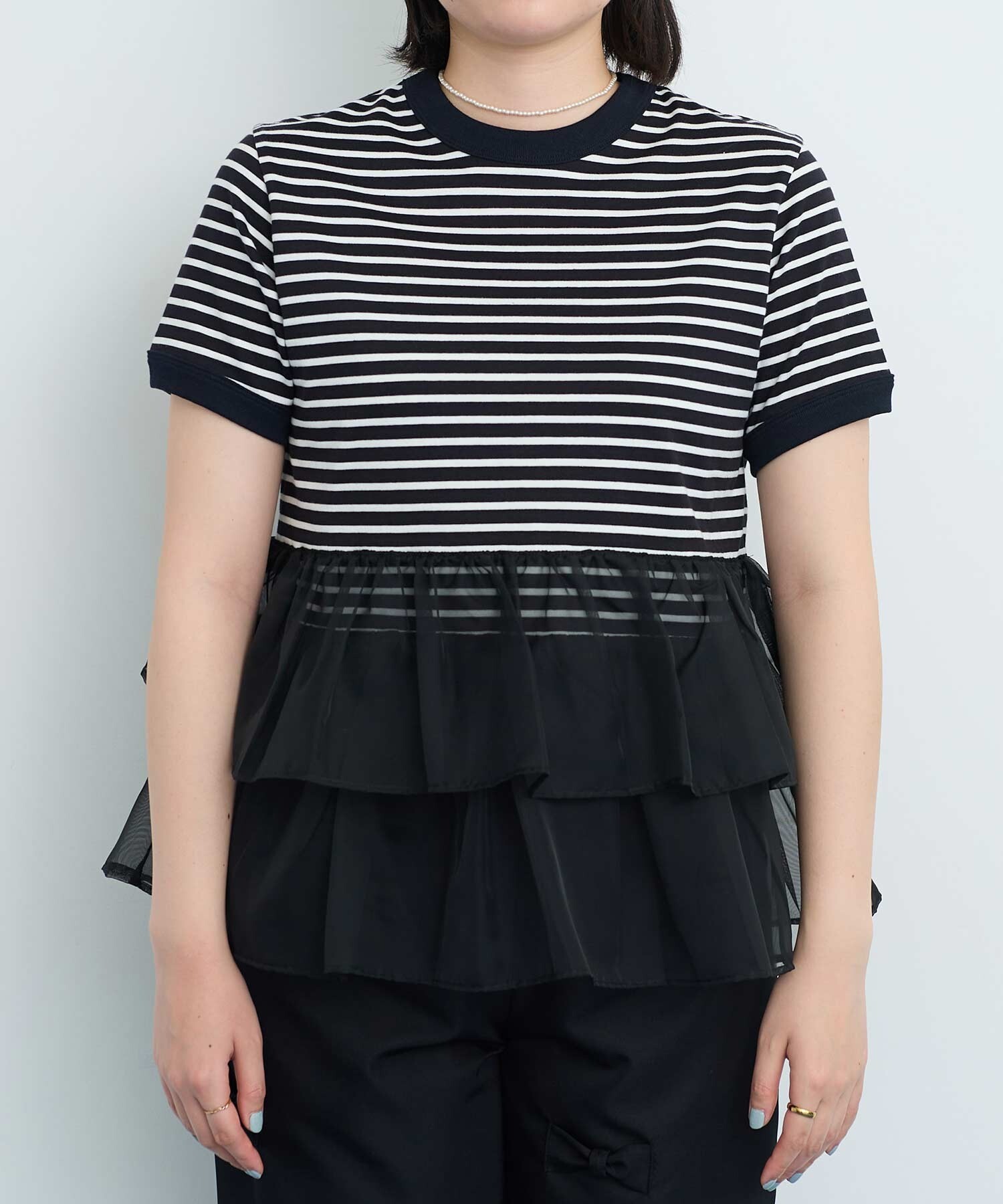 ORGANDY ボーダーTシャツ AMBIDEX Store ORGANDY ボーダー Tシャツ (F グレー): l'atelier