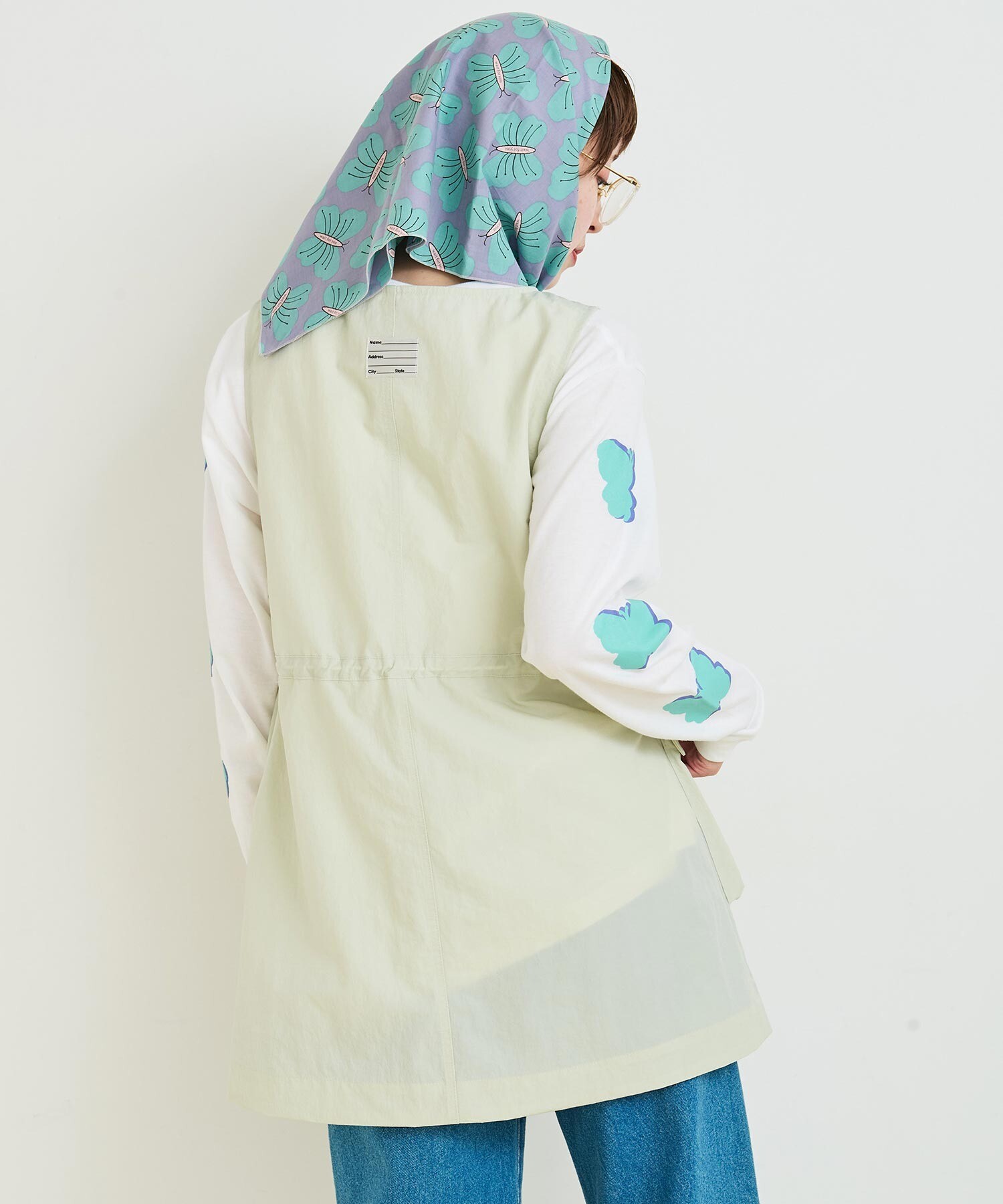 AMBIDEX Store ○Butterfly flower スカーフ(F グレー): l