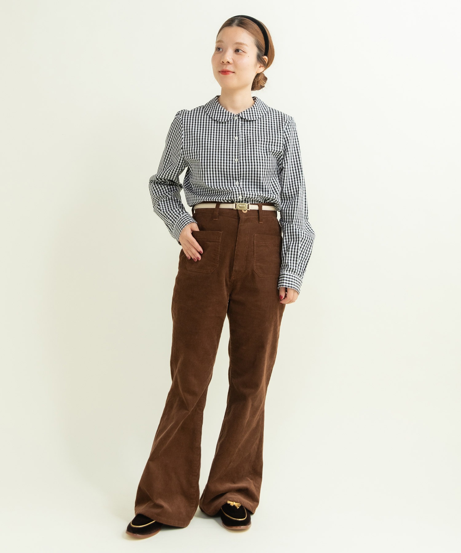 えりっつ！ AMBIDEX Store △〇 60 / 1 チェック 丸襟ブラウス(F アカ