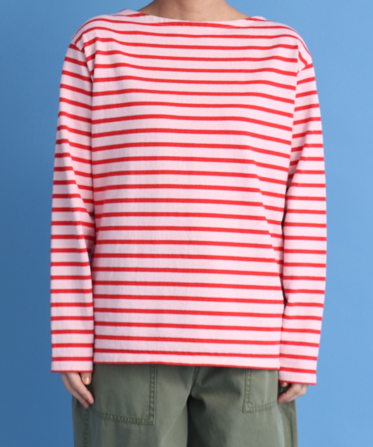 AMBIDEX Store 〇16/2空紡糸ボーダー製品染めボートネックプルオーバー(F サックス): Dot and Stripes CHILD  WOMAN