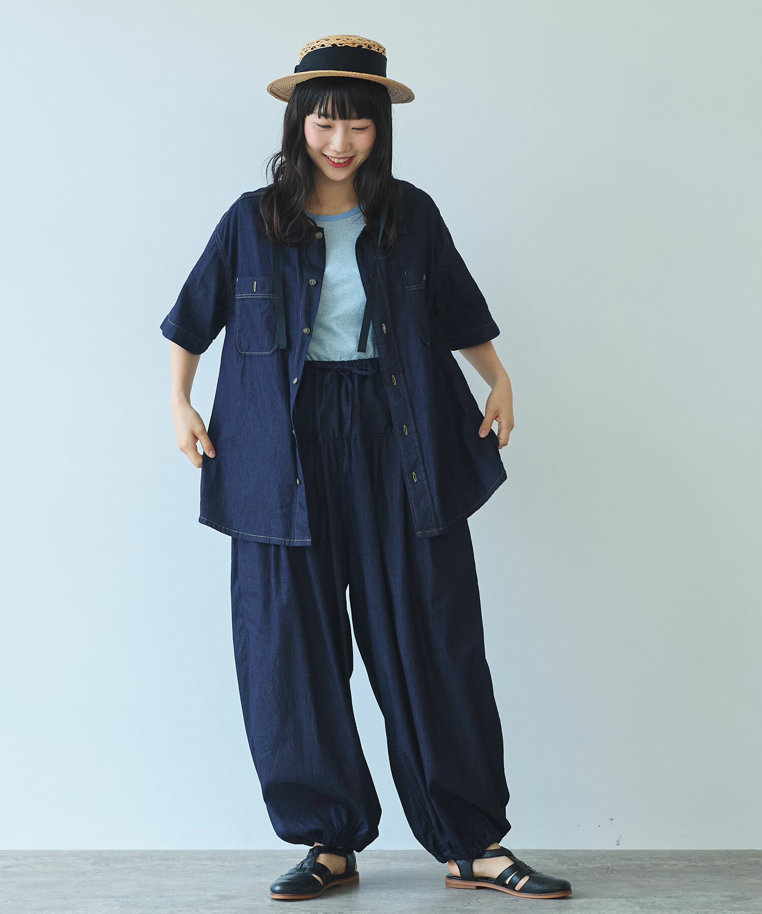 AMBIDEX Store 〇 5.5oz denim オーバーシャツ(F インディゴ