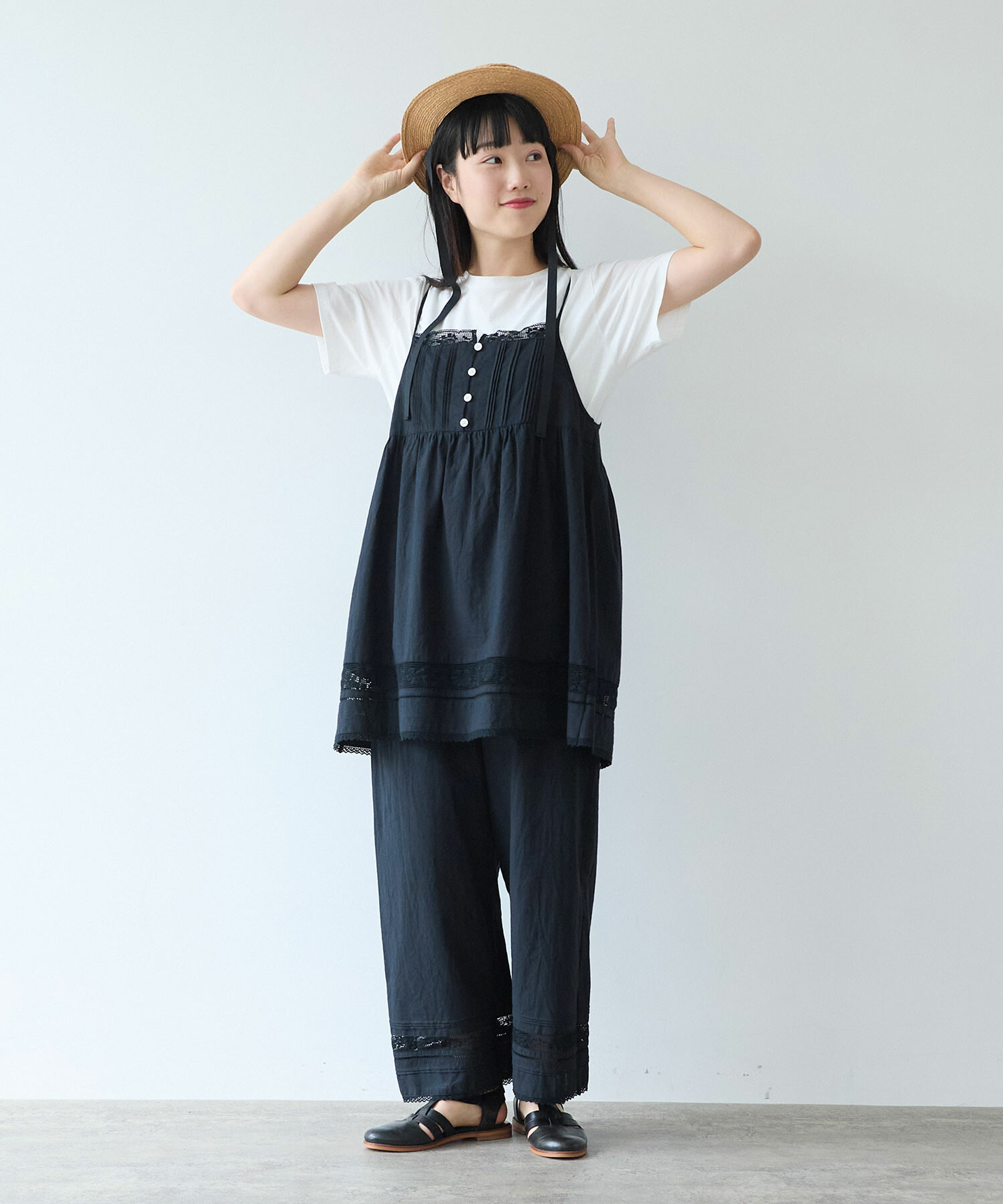 AMBIDEX Store 〇 コットン / リネン lace×pin tuck キャミブラウス(F