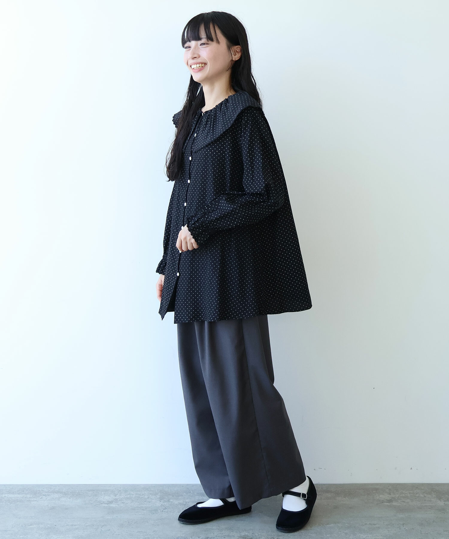 AMBIDEX Store △○ キュプラ ルナファー ドット プリント ケープ襟