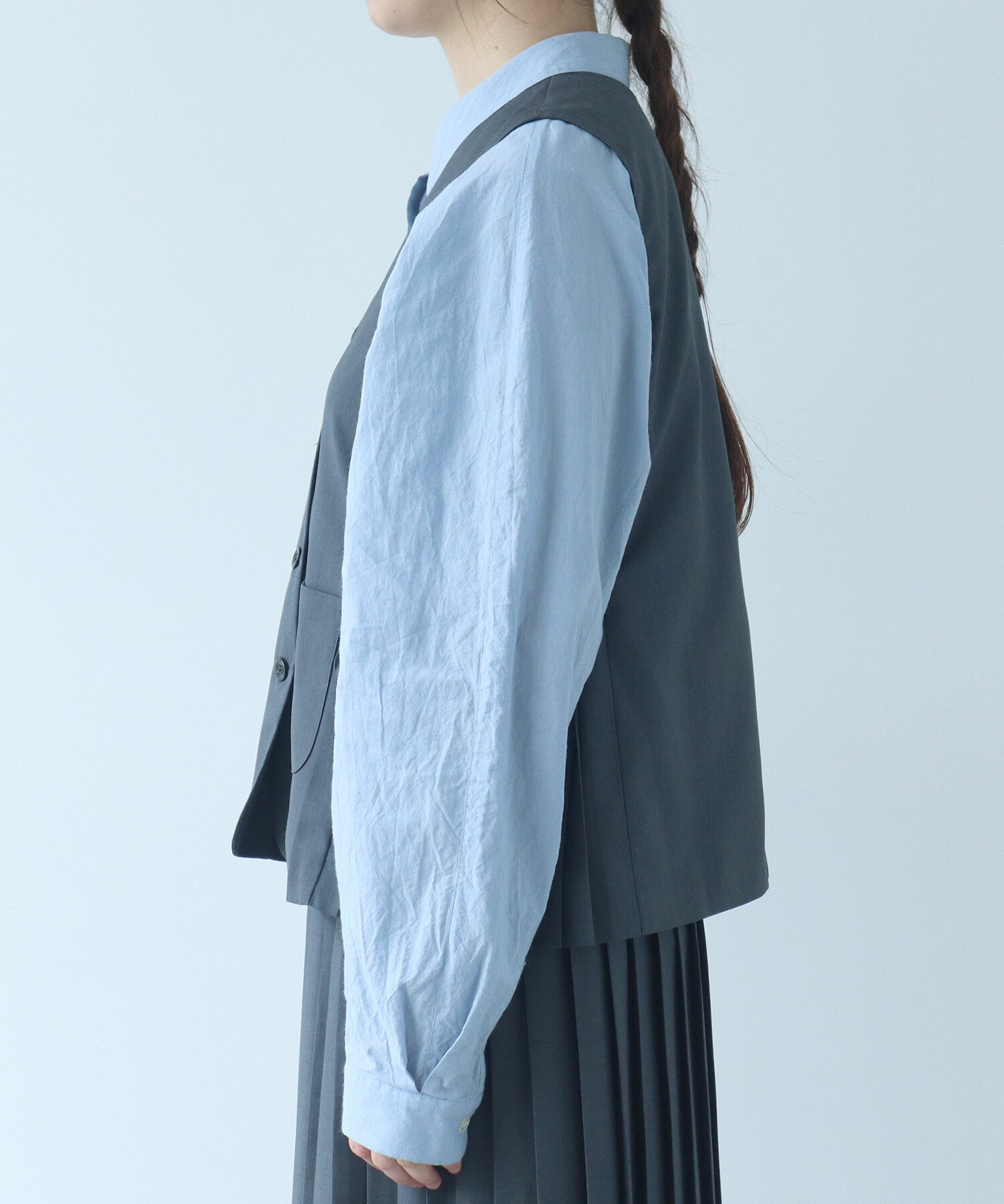 AMBIDEX Store △〇 T/R サイドプリーツベスト(F クロ): bulle de savon