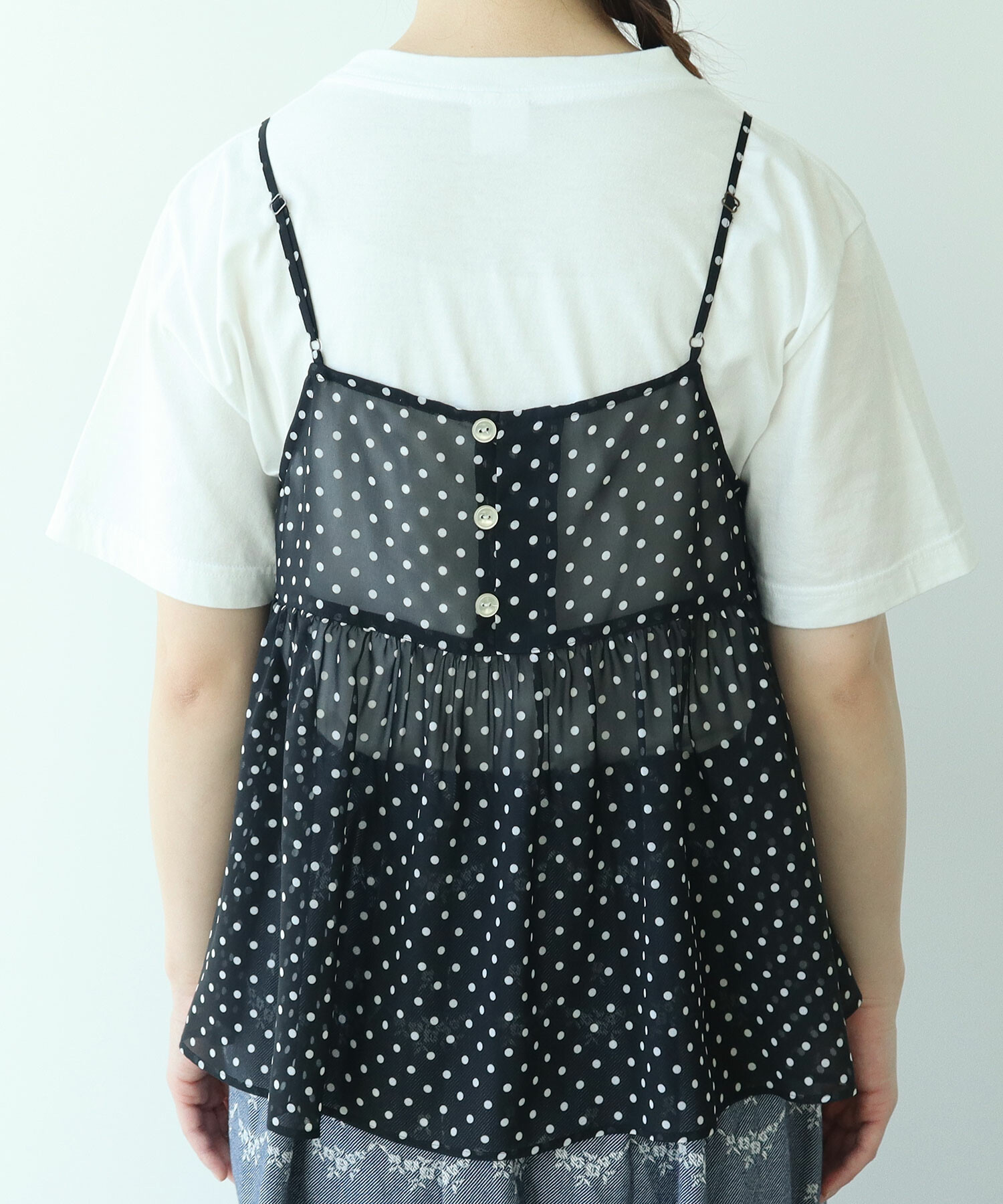 【難あり】mystic ドット刺繍キャミサロペ セール】ドット刺繍キャミサロペ（サロペット/オーバーオール