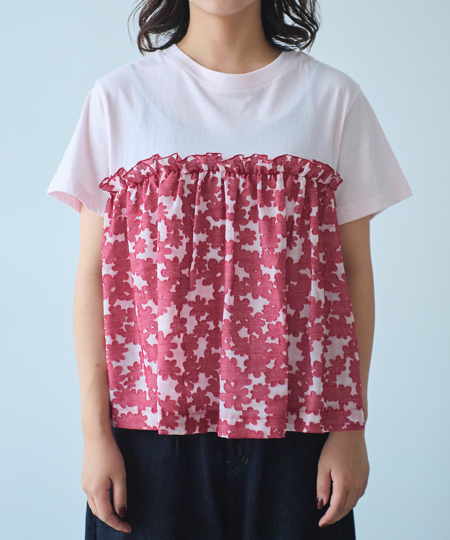 AMBIDEX Store 〇gingham×hana opal Tシャツ(F アカ): bulle de