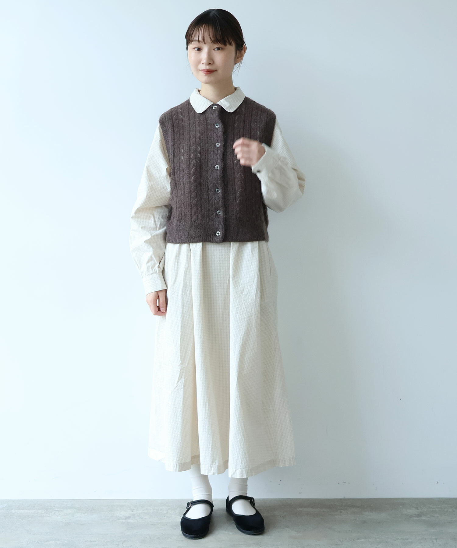 AMBIDEX Store 〇 ふわふわ 透かし編み ニットベスト(F イエロー