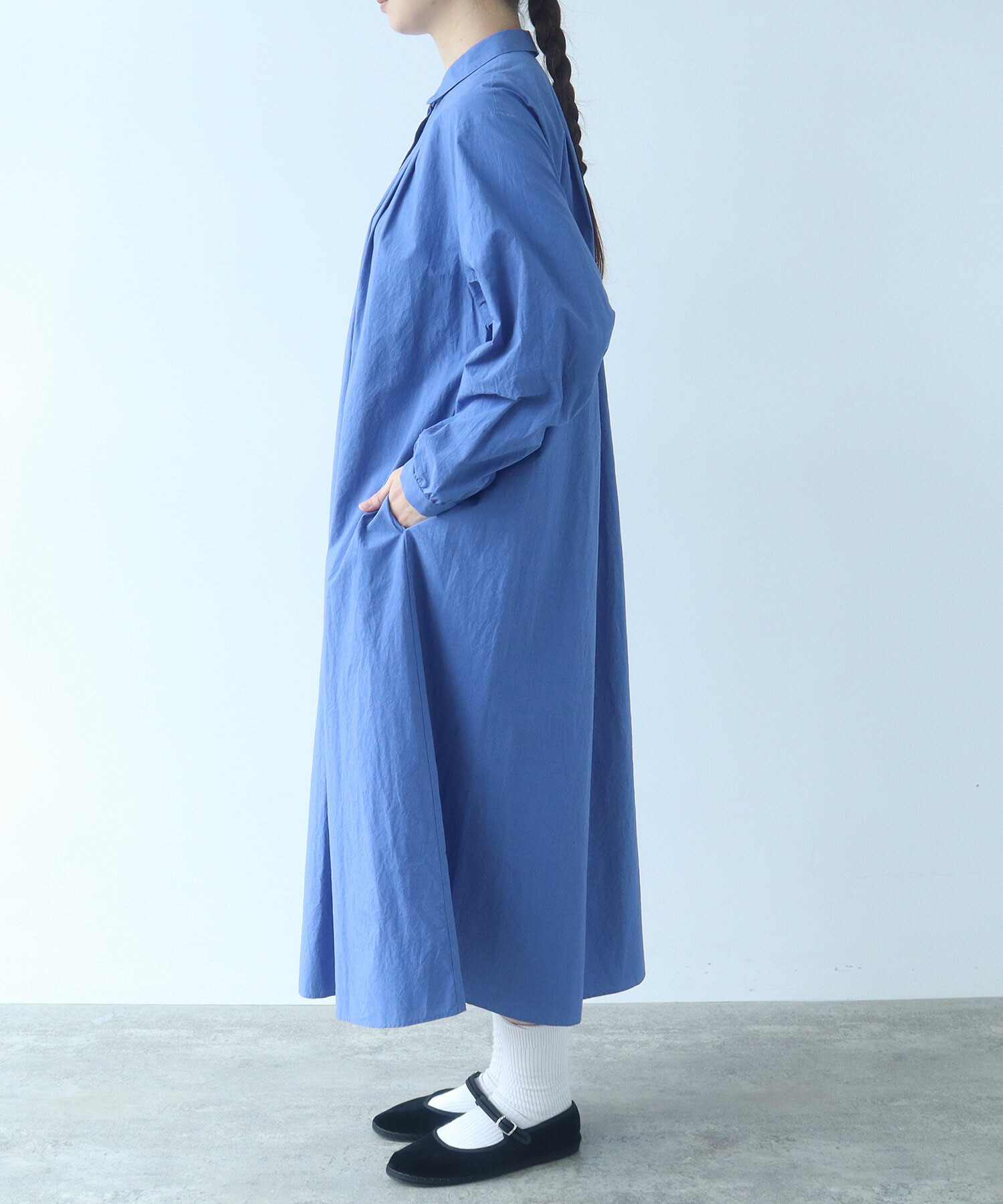 【完売アイテム】bulle de savon青空ワンピース AMBIDEX Store 〇 basic cotton タックワンピース(F アオ): bulle de savon