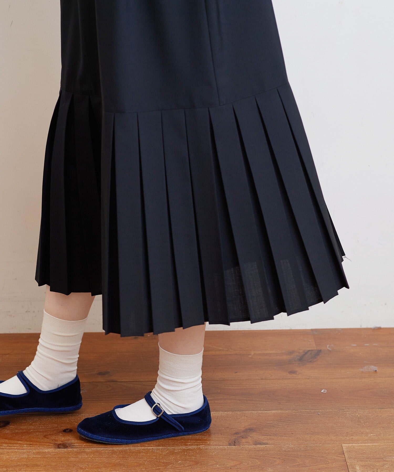 [mumokuteki] pleats skirt one-piece