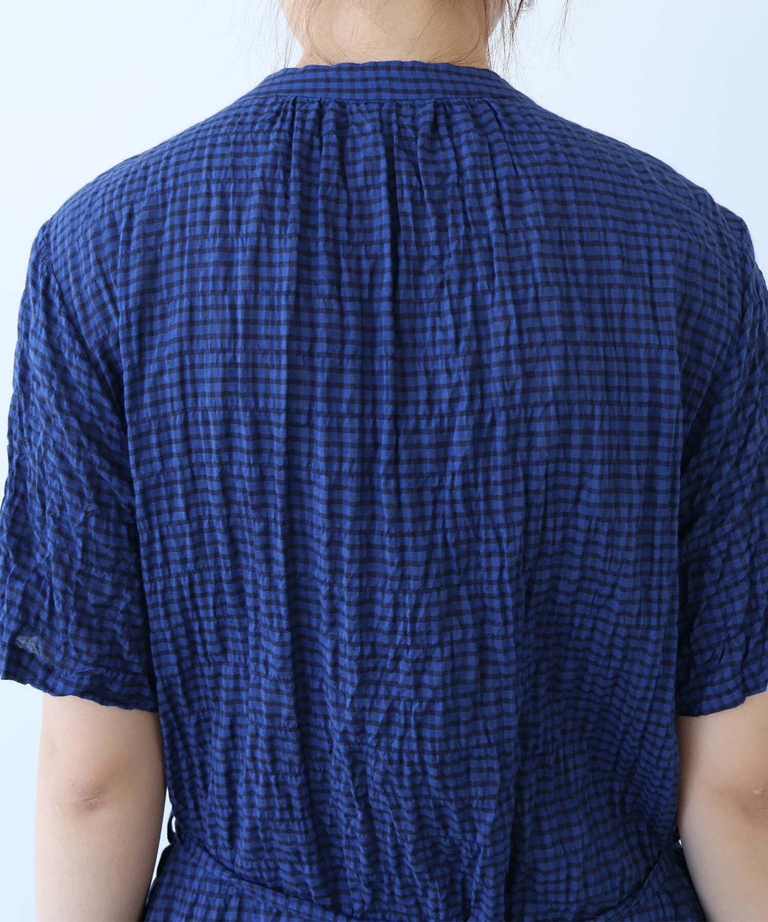 AMBIDEX Store ○ shirring mini check ワンピース(F アオ): bulle de
