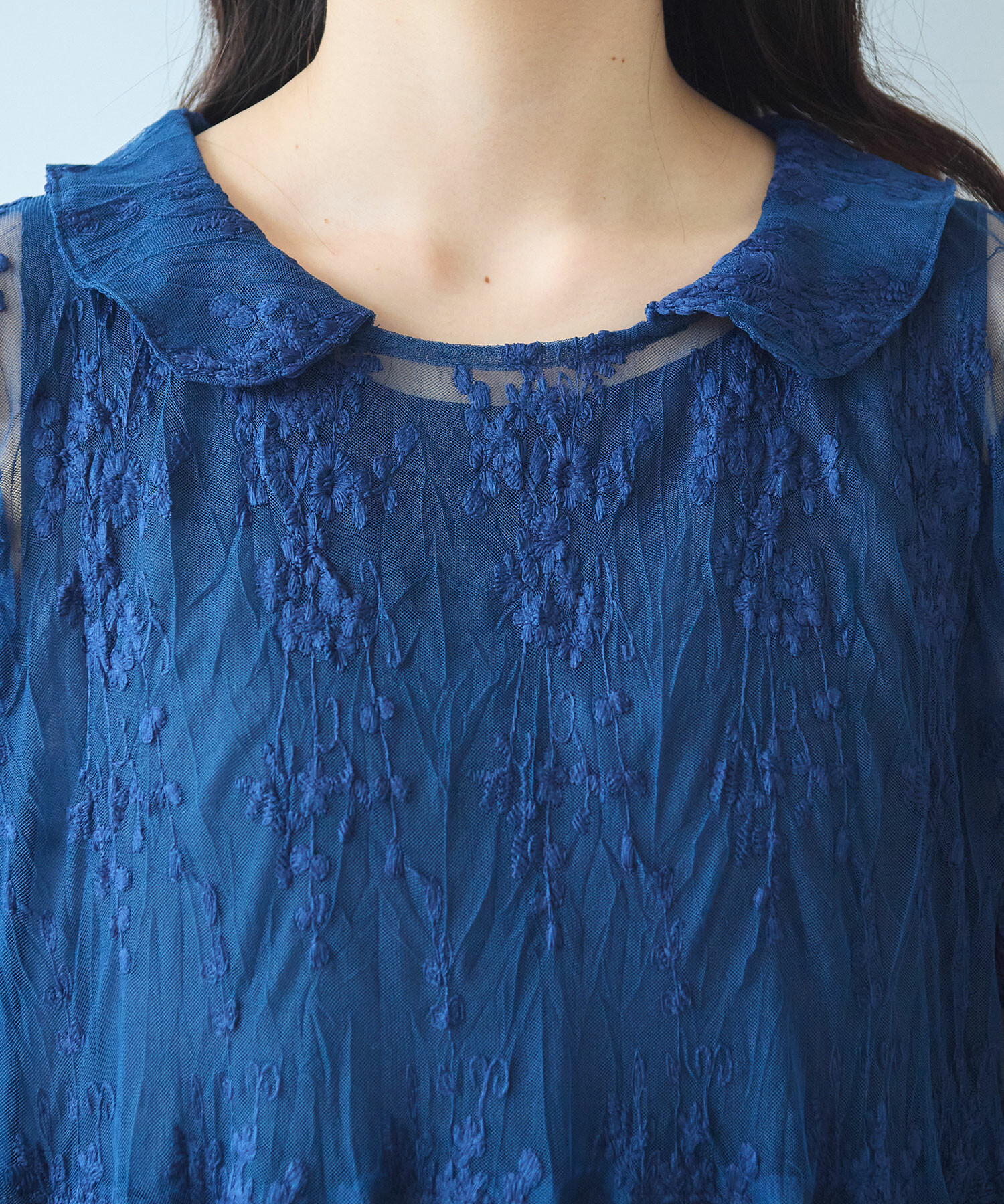 AMBIDEX Store 〇 tulle 刺繍 丸襟 ワンピース(F コン): bulle AMBIDEX Store 〇 tulle 刺繍 丸襟 ワンピース(F コン): bulle