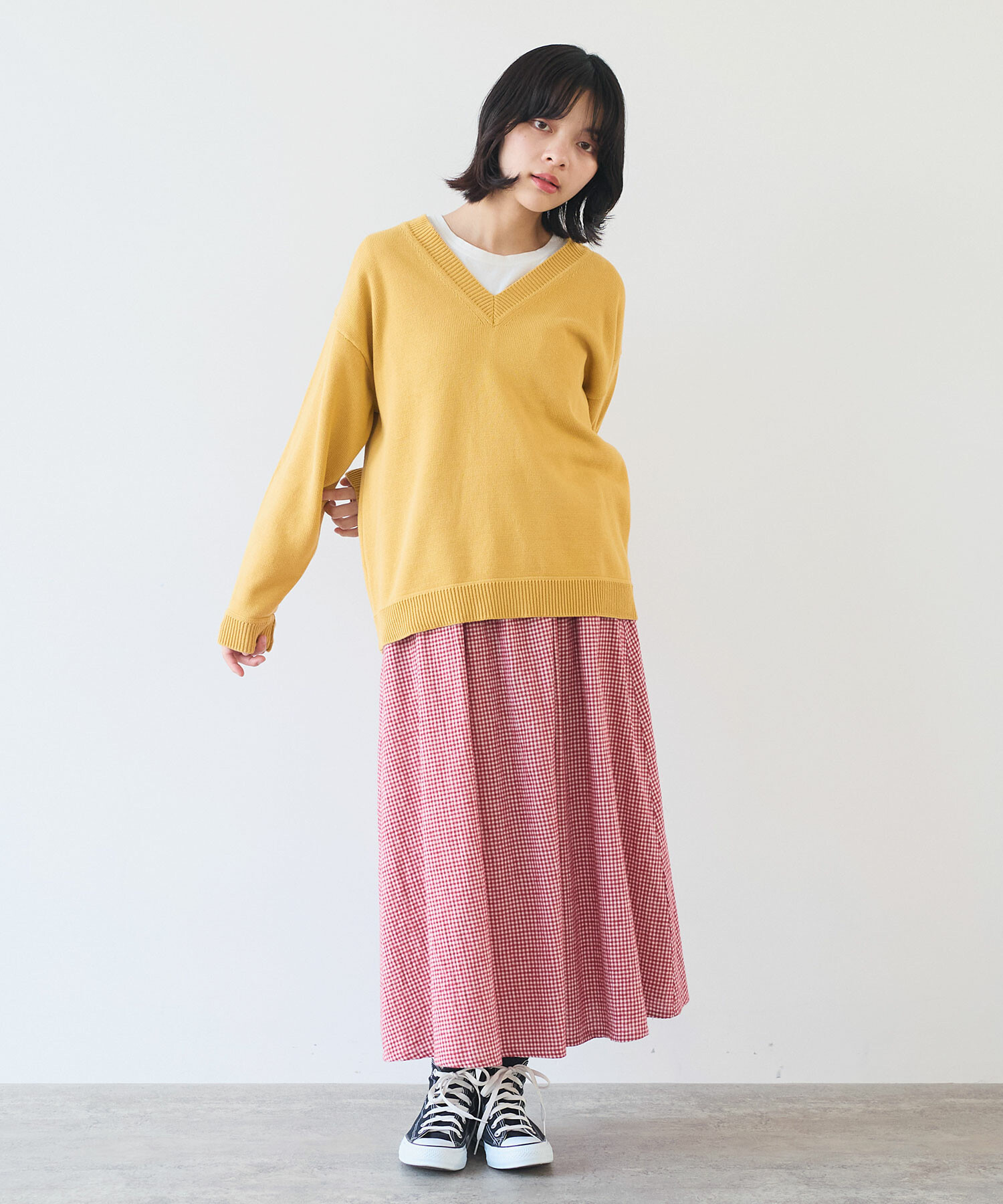 AMBIDEX Store 〇 fuwa fuwa ギンガム スカート(F アオ): bulle de savon