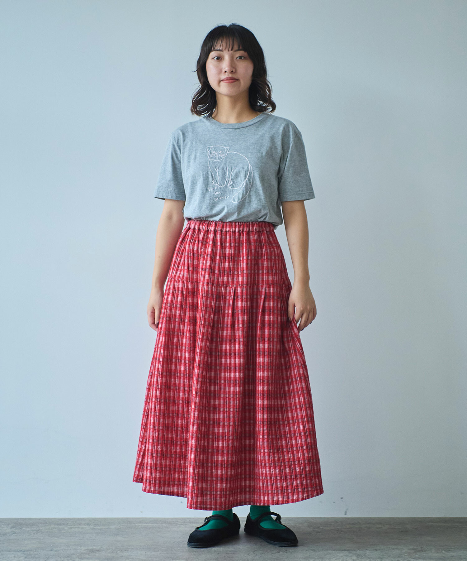 AMBIDEX Store △〇 菜の花刺繍 スカート(F クロ): bulle de savon