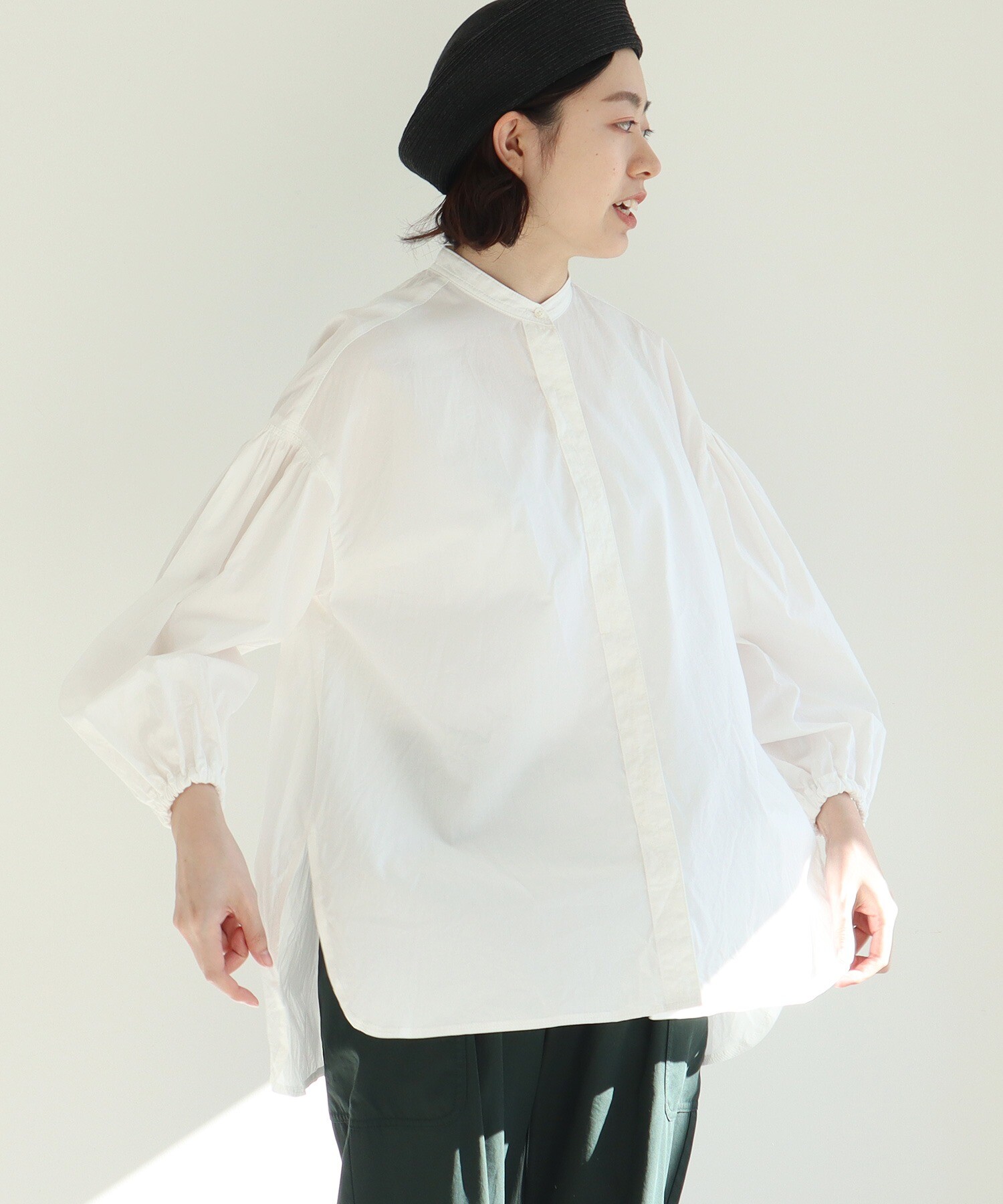 yuni cotton cupra linenローンcapecollarブラウス - 通販 - csa