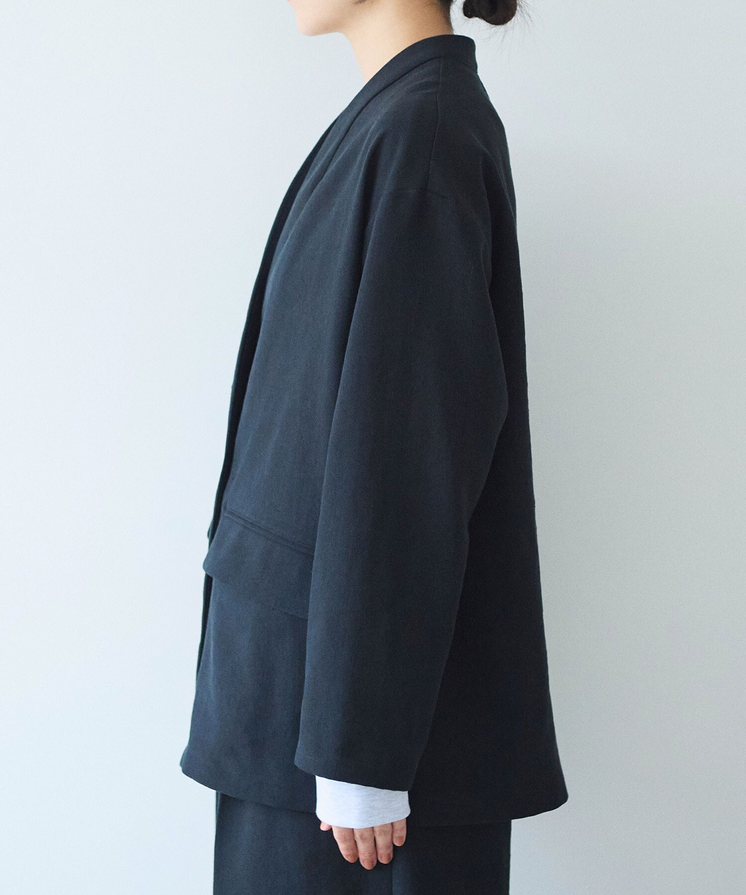 AMBIDEX Store Linen/Polyester double cocoon no collar ジャケット(F