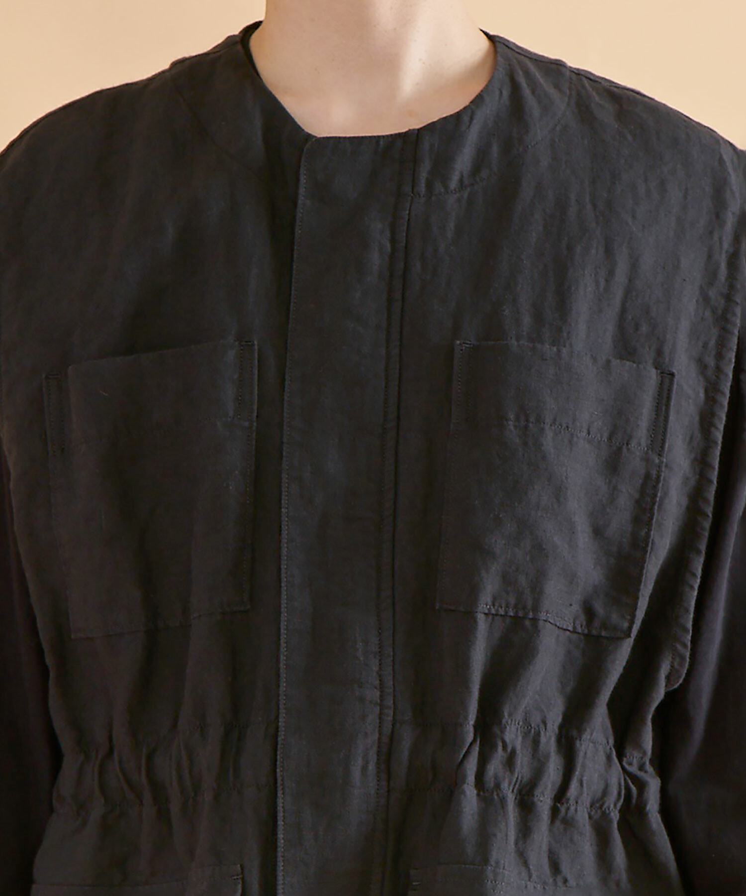 AMBIDEX Store ○60/高密度LINEN ベスト(F BLACK): FLAT-cic-HATENA