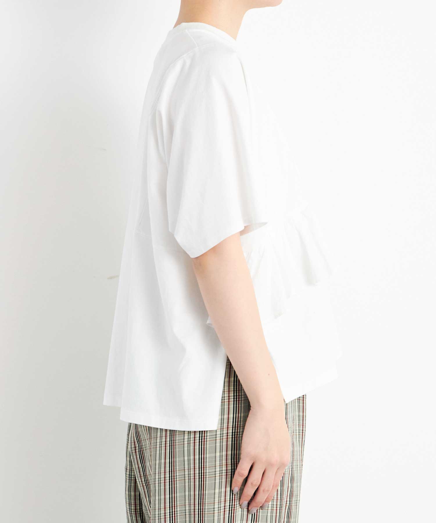 AMBIDEX Store △○40/2マーセライズ天竺 frill Tシャツ(F WHITE