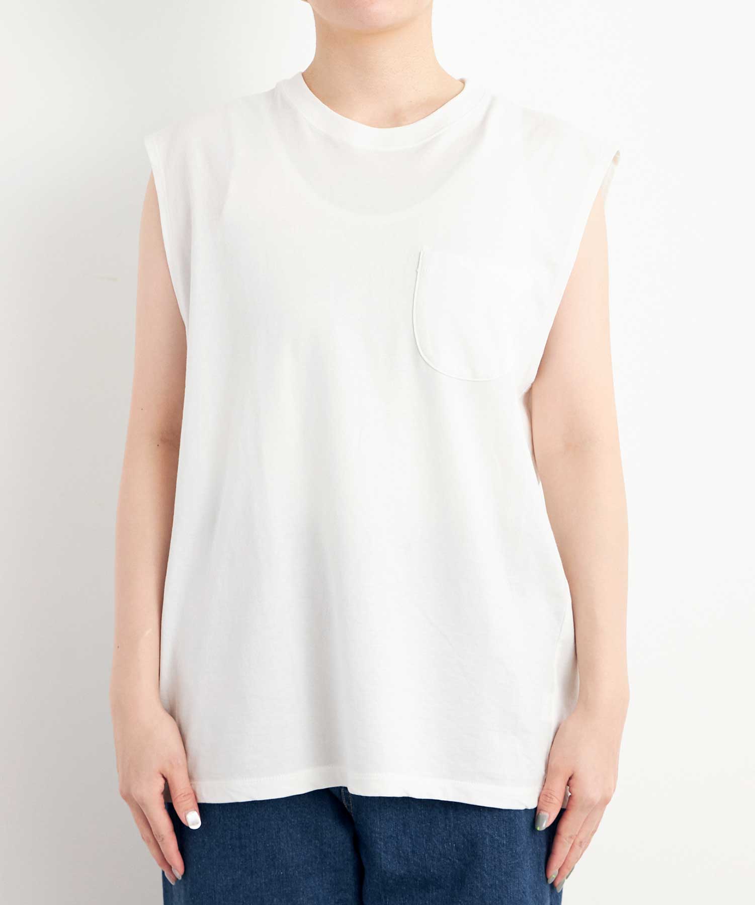 AMBIDEX Store △○super mini裏毛 ノースリーブT(F WHITE