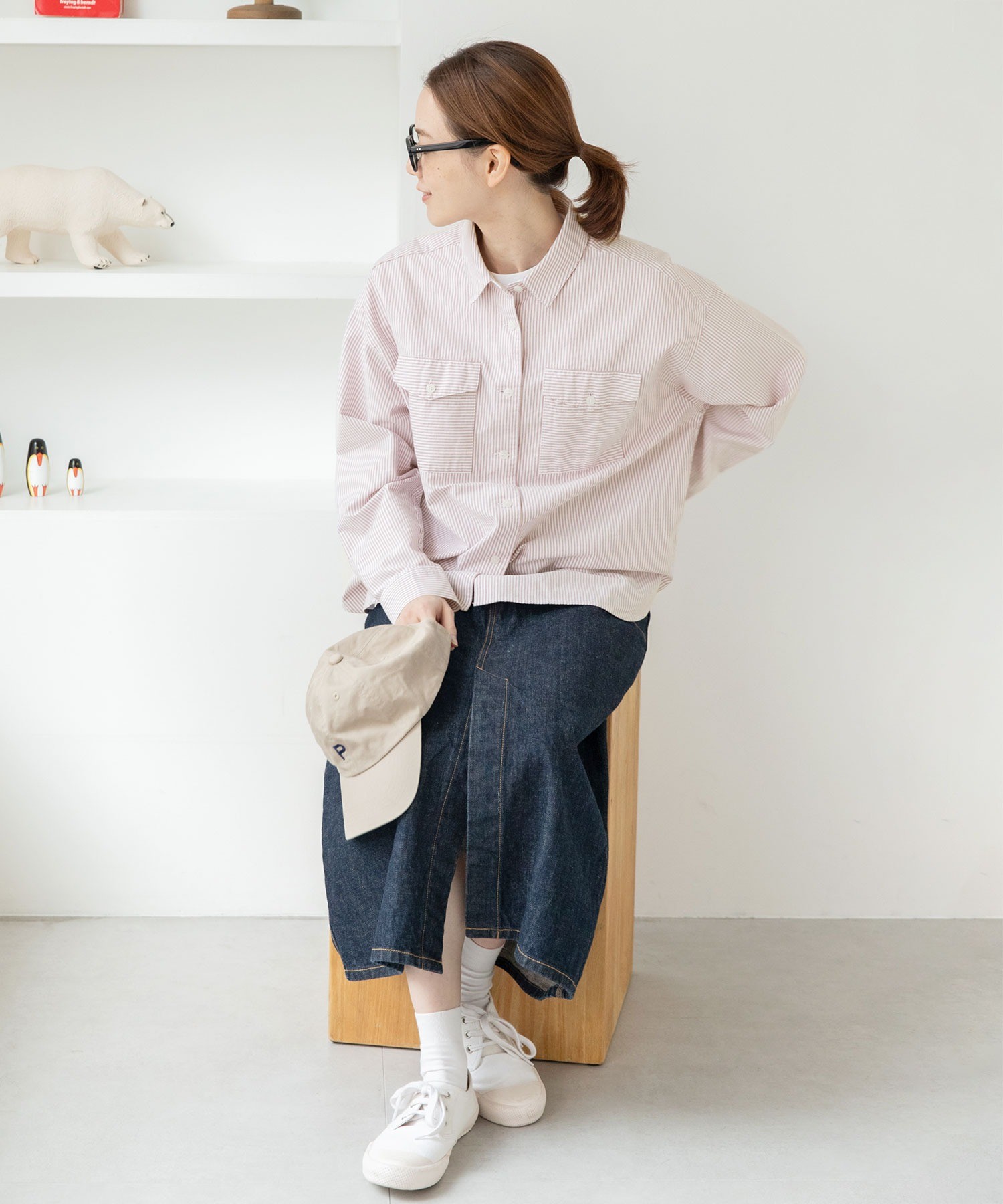 AMBIDEX Store ○○ピンオックス フラップポケットシャツ(F アカ