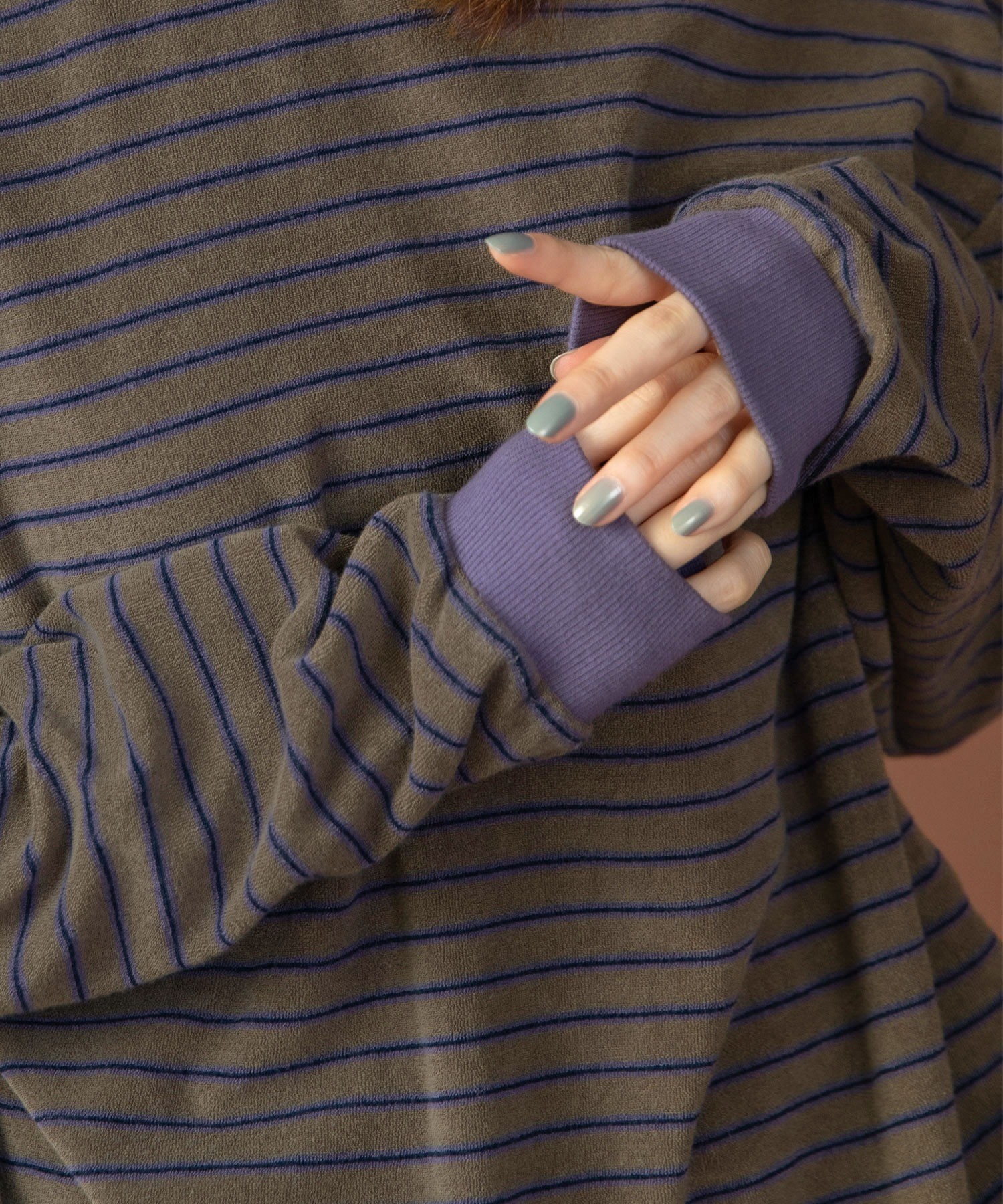 AMBIDEX Store 製品染めパイルボーダー クルーネックプルオーバー(F