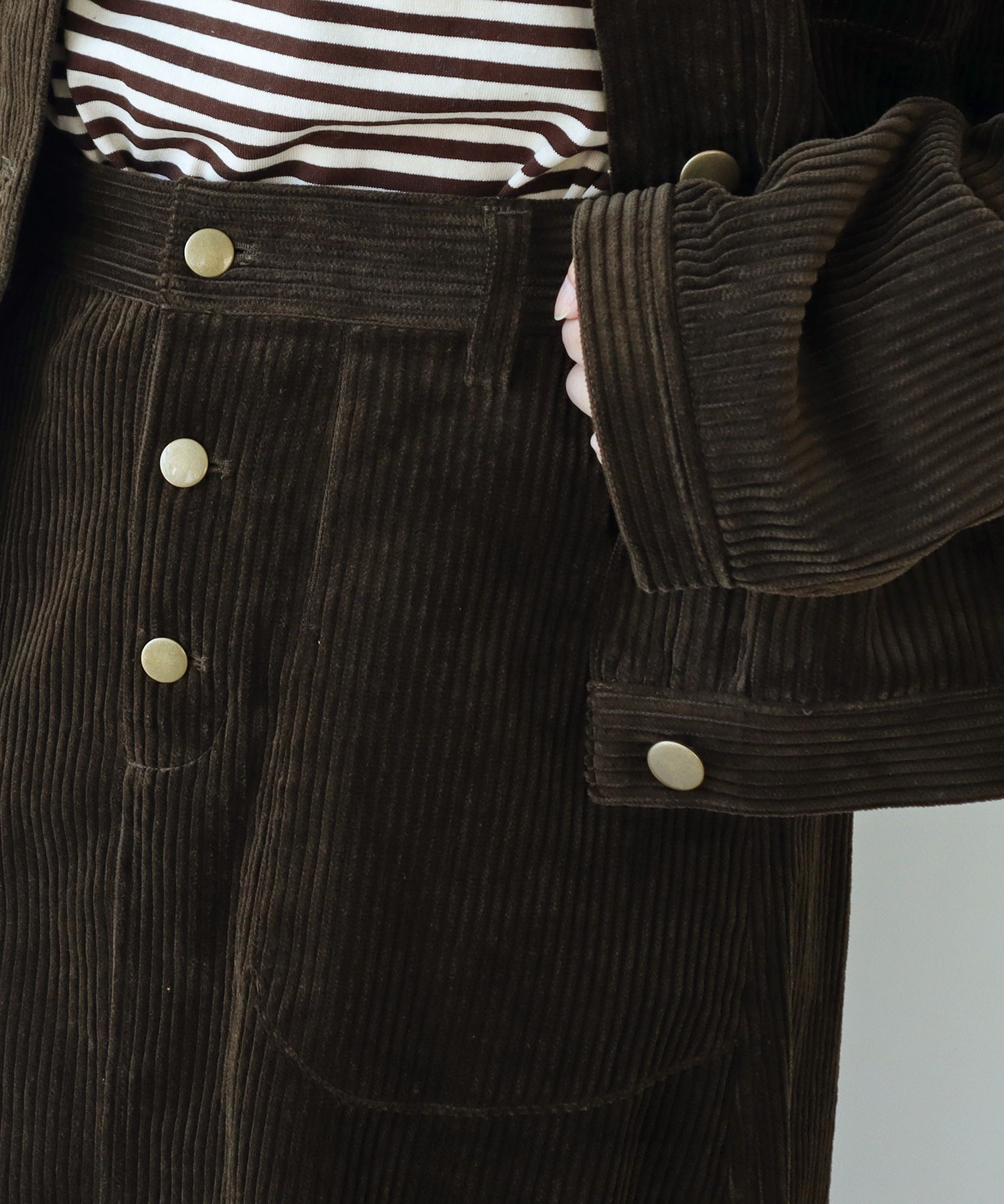 AMBIDEX Store ○6Wコーデュロイ パッチポケットロングスカート(F