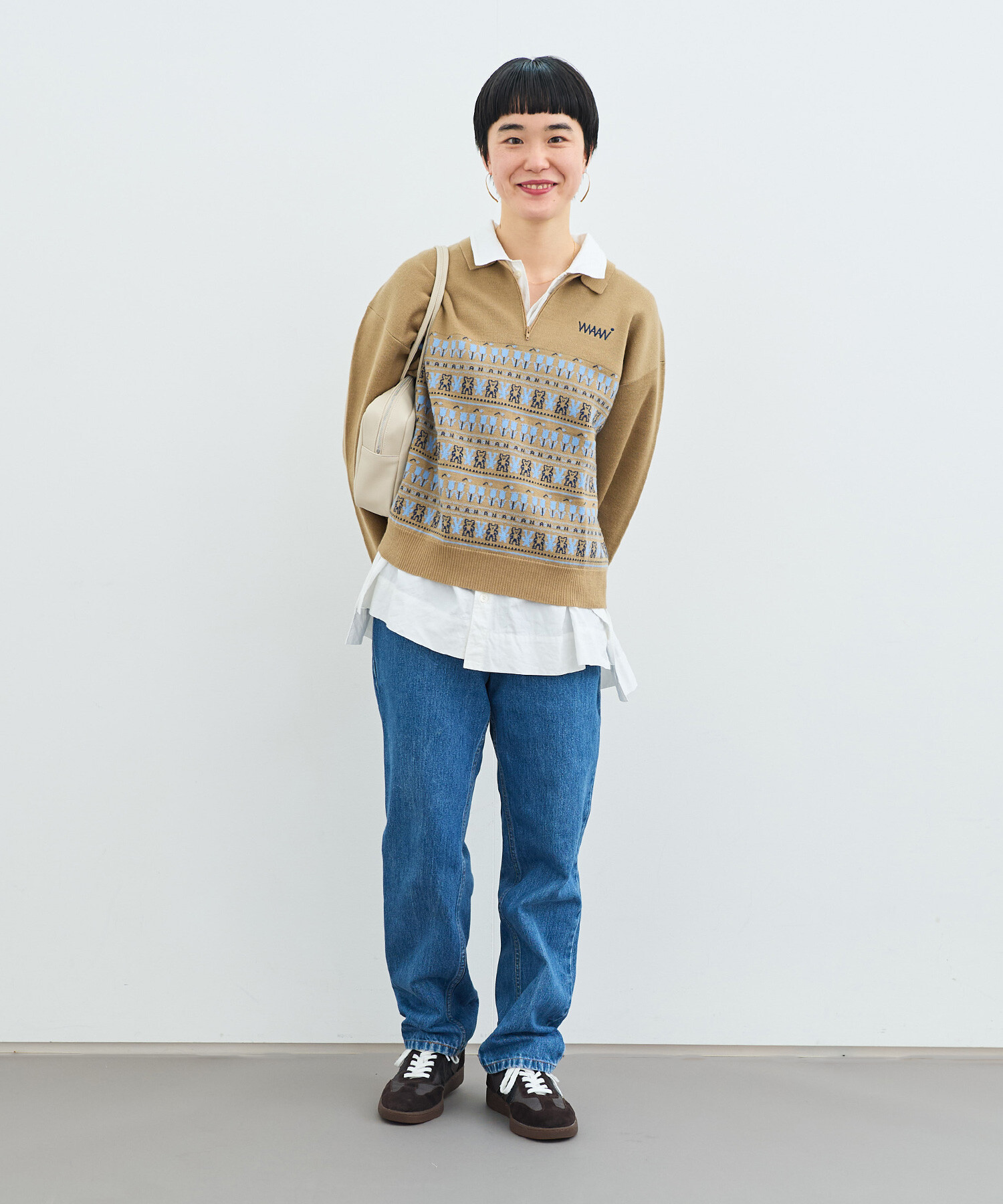 AMBIDEX Store 〇WAAN JACQUARD ハーフジップブルゾン(F GRAY