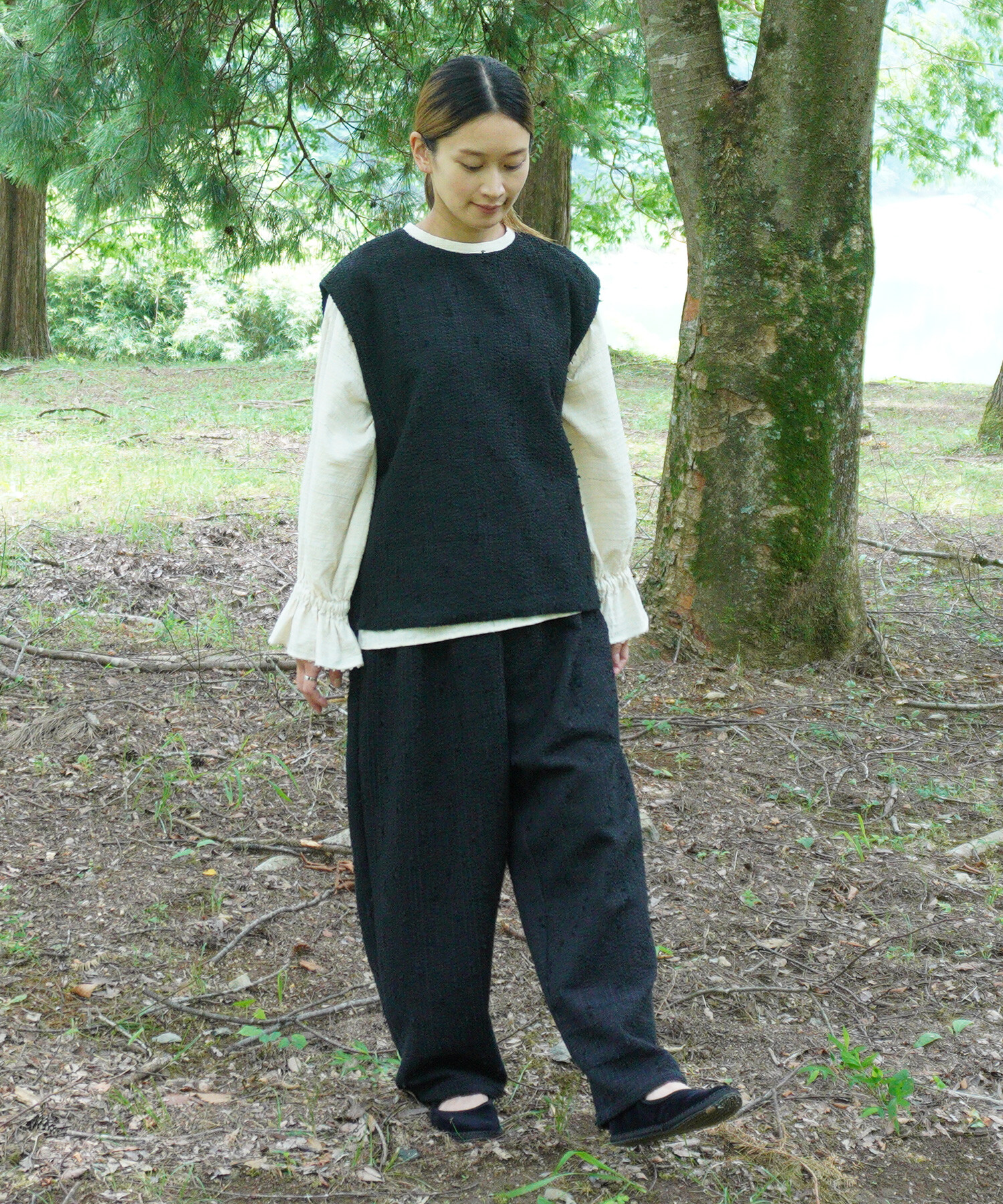 AMBIDEX Store △〇sashiko jacquard ベスト(F ペールイエロー): FLAT