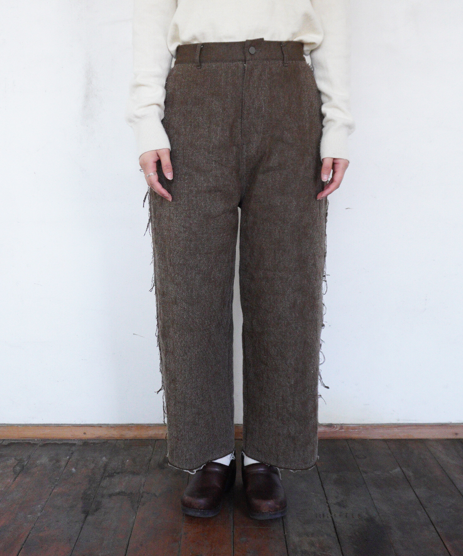 AMBIDEX Store 〇Denim/freece needle punch カーブパンツ(F ブラウン