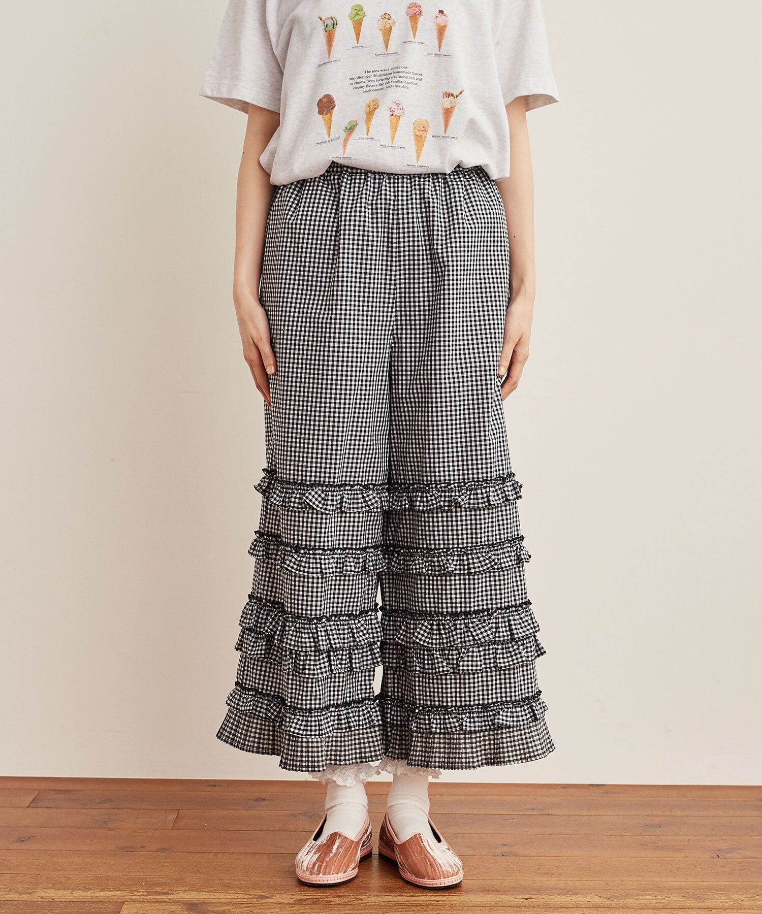 AMBIDEX Store ○DECO gingham パンツ(F off×black): l'atelier du savon