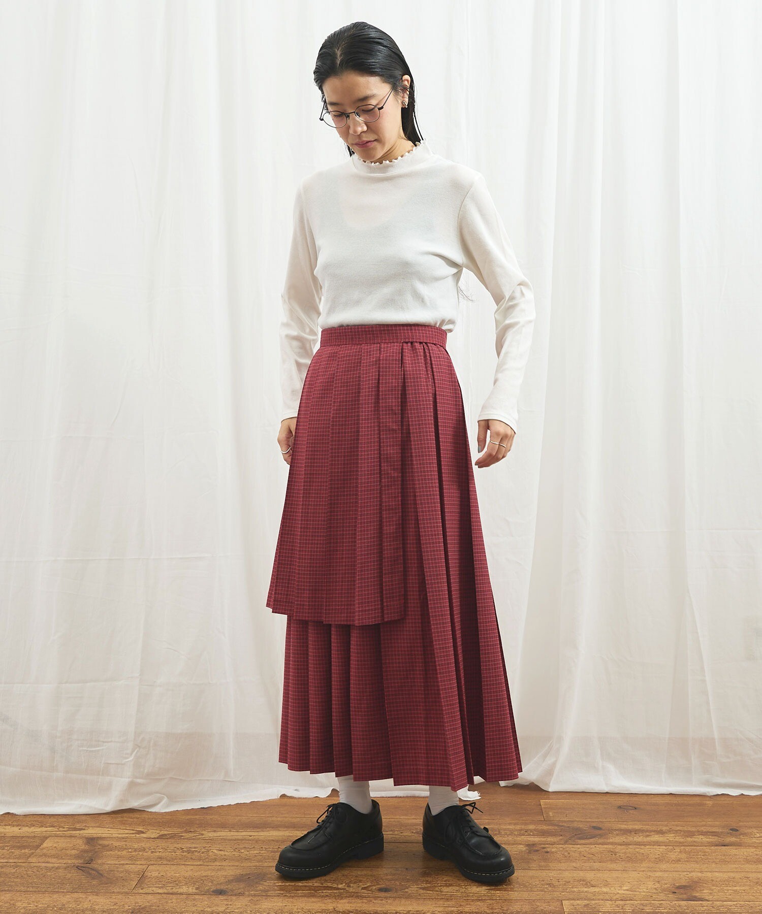 AMBIDEX Store 〇apron pleats skirt(F チェック): l'atelier du savon