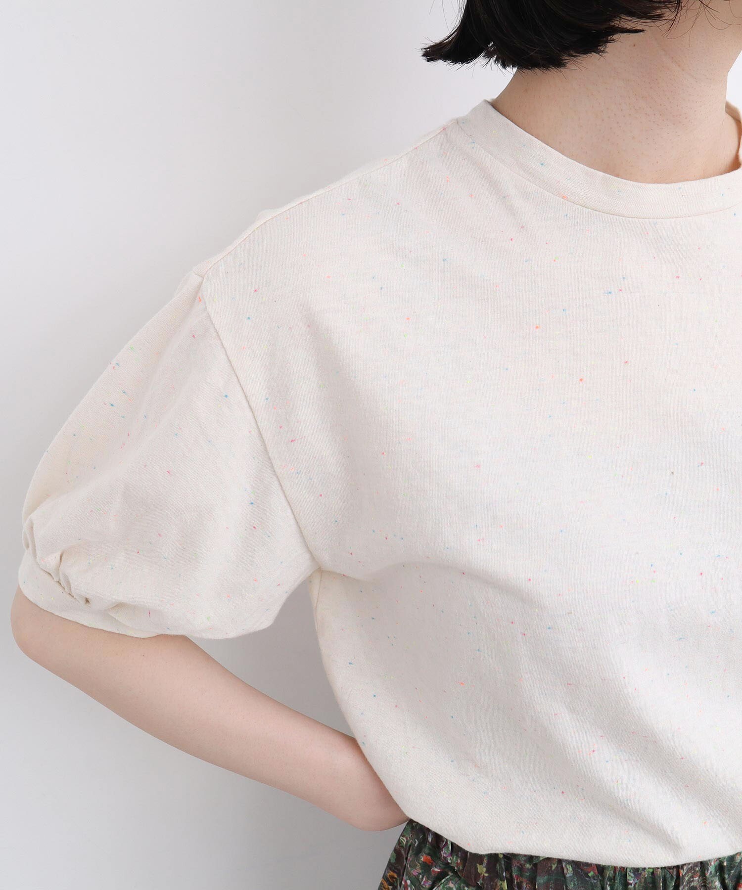 AMBIDEX Store 【予約販売】〇カラフルネップ天竺 パフ袖Tシャツ