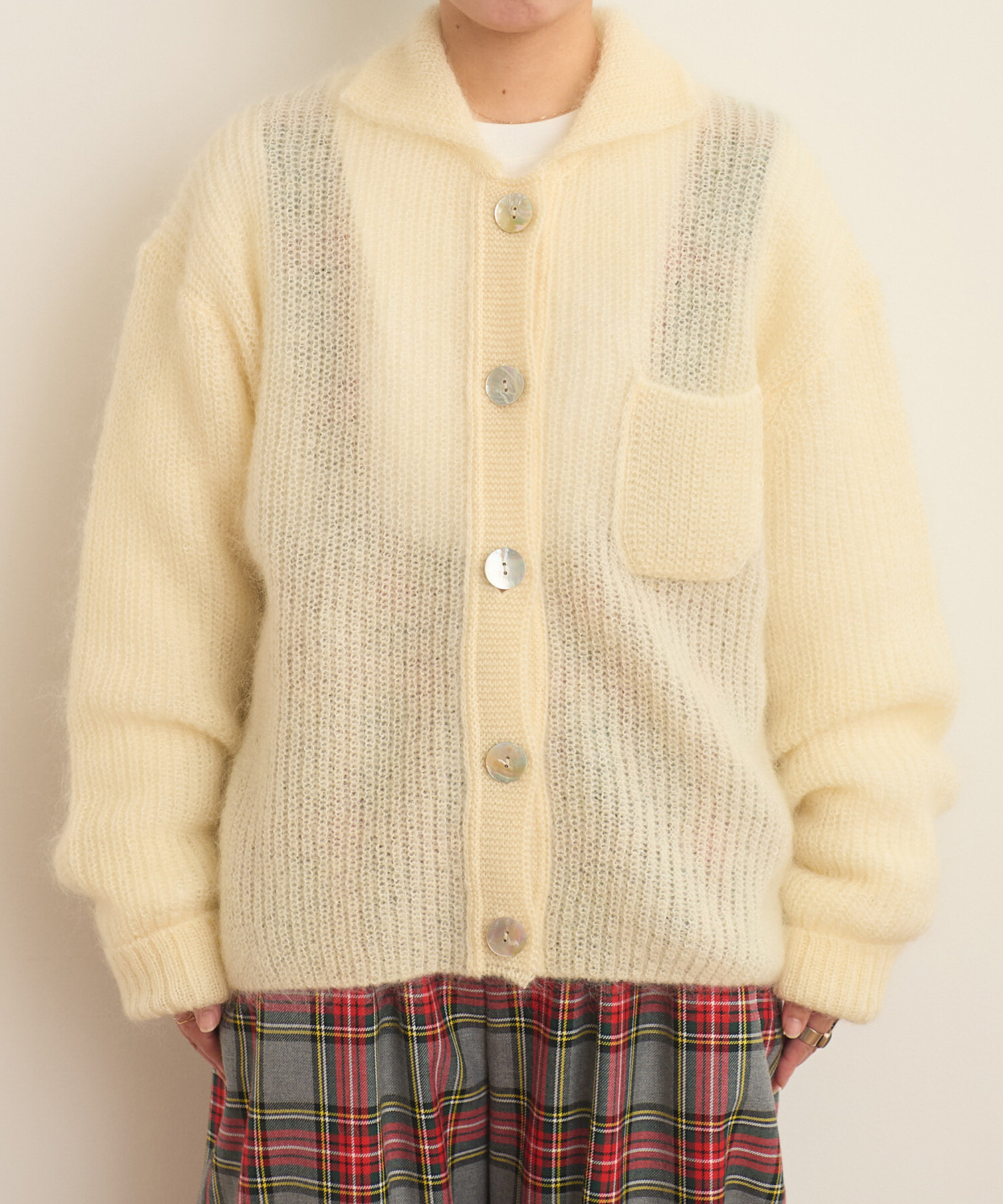 AMBIDEX Store 〇片畦 襟付きカーディガン(F グリーン): Rin international