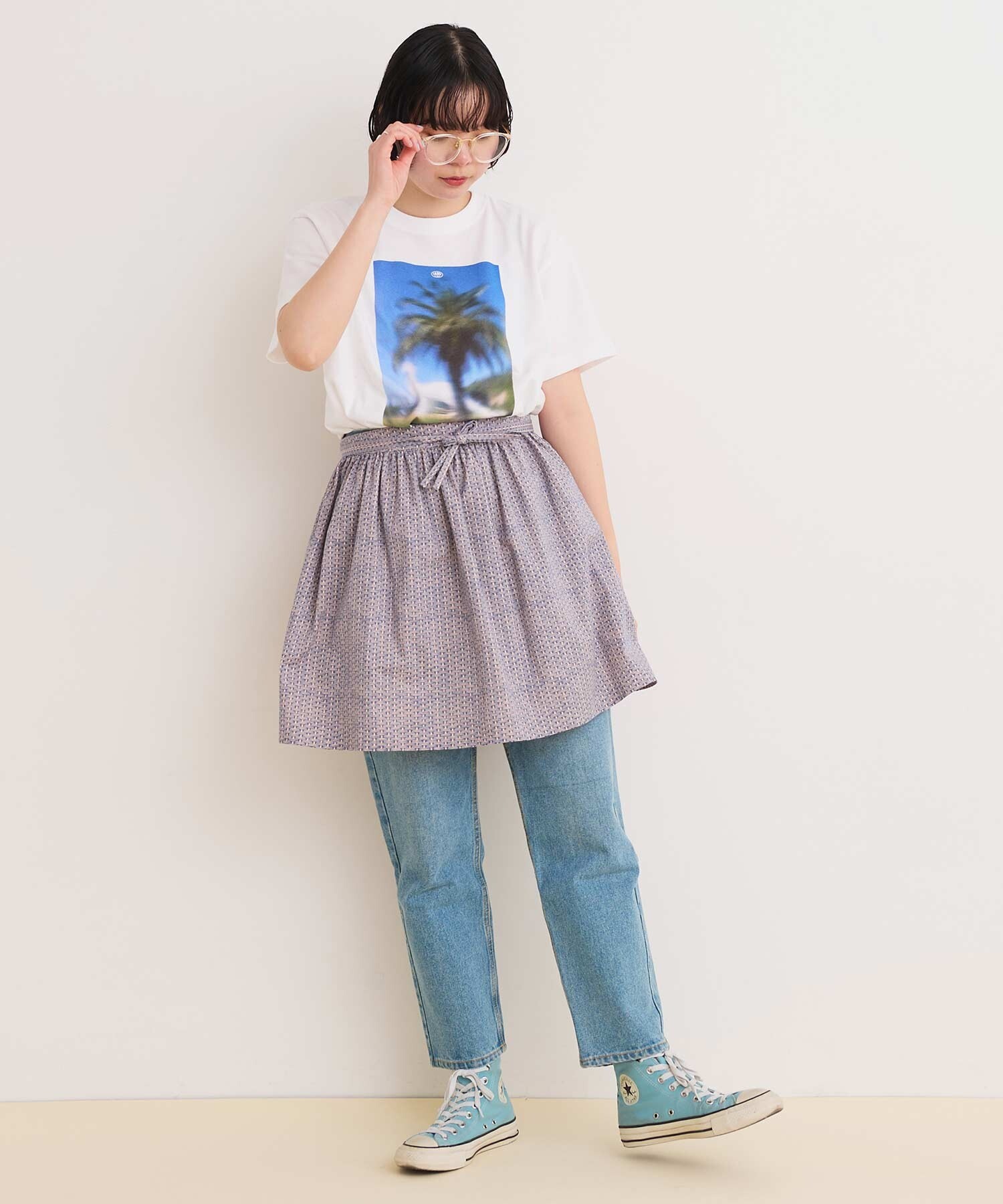 AMBIDEX Store 〇BASKET print キャミブラウス(F アオ): l AMBIDEX Store 〇BASKET print キャミブラウス(F アオ): l