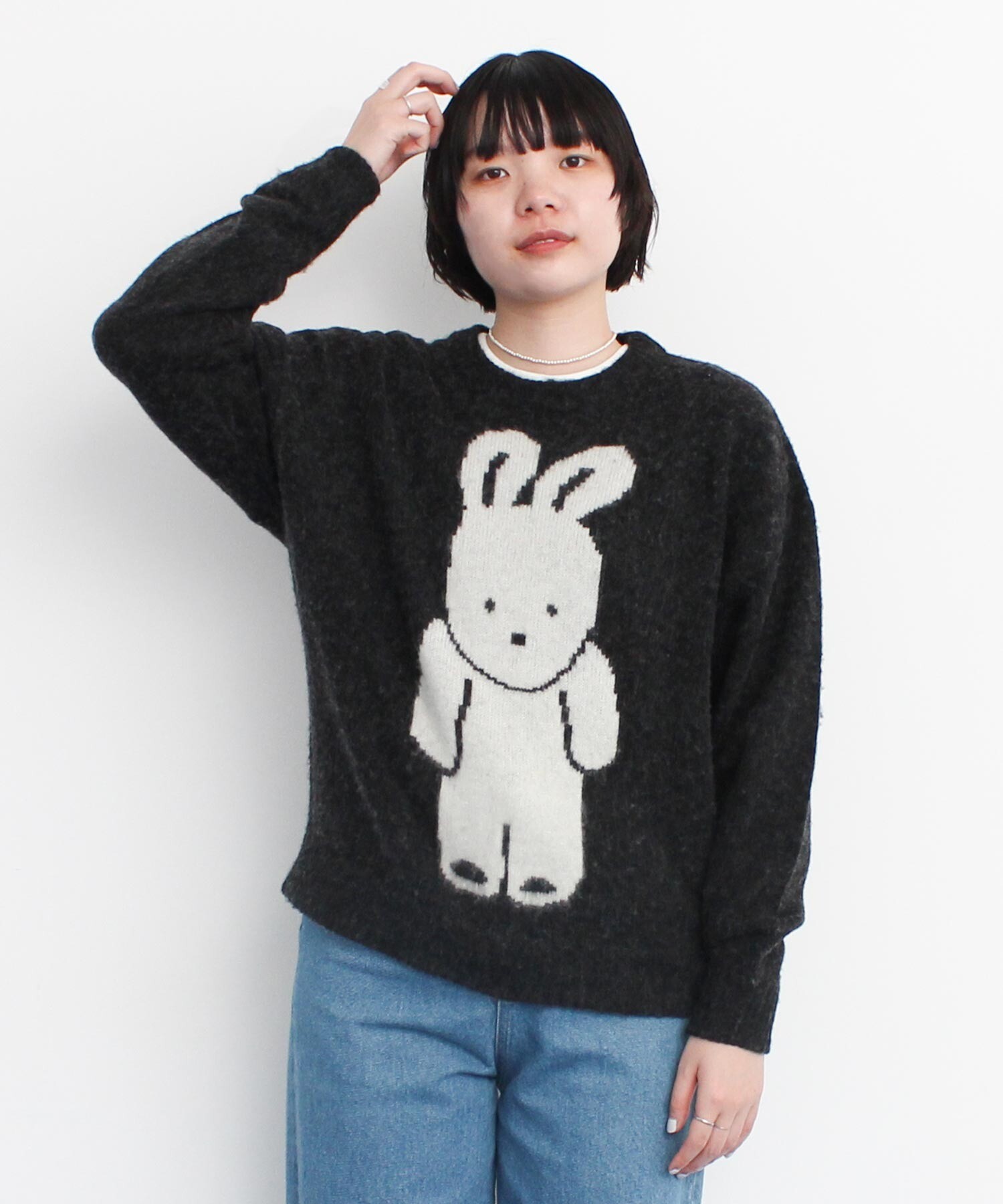 AMBIDEX Store ○MY BUNNY インターシャ 起毛ニット(F シロ): l'atelier du savon