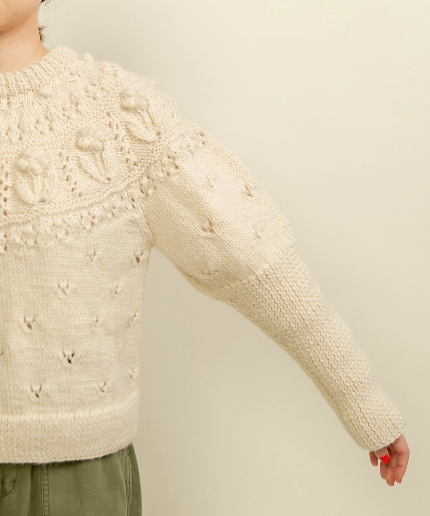 AMBIDEX Store ○ネパールギルボックス 求心もよう編みプルオーバー(F