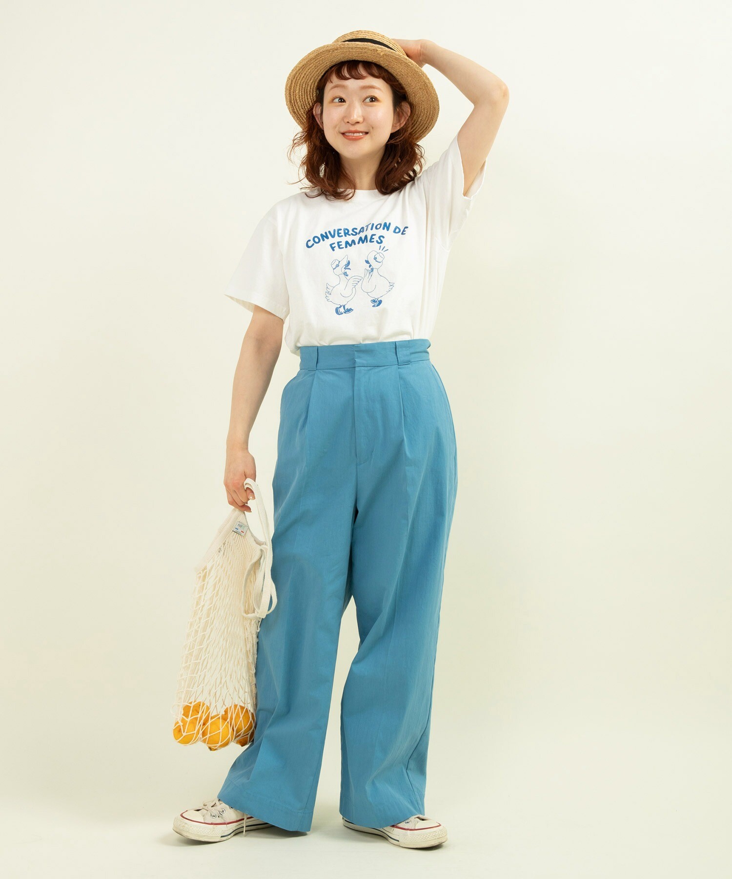 AMBIDEX Store ○綿ナイロンツイル ワイドストレートパンツ(38