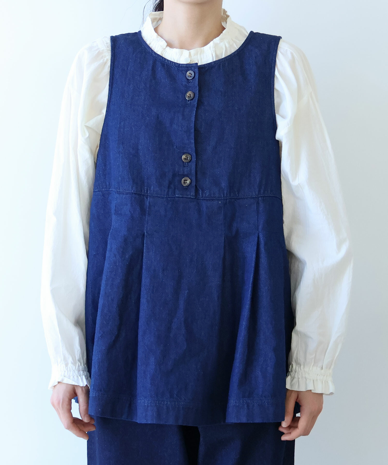 109 デニムベスト❤️ AMBIDEX Store △〇 8oz ムラ糸デニム ベスト(F コン): bulle de savon