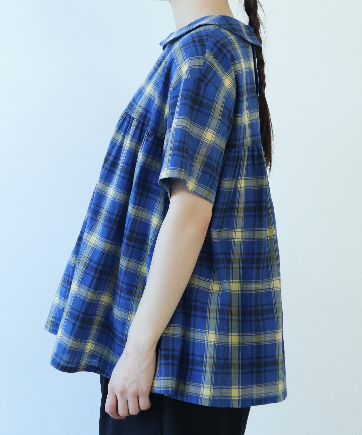 AMBIDEX Store △〇 dobby check 丸襟 ブラウス(F クロ): bulle