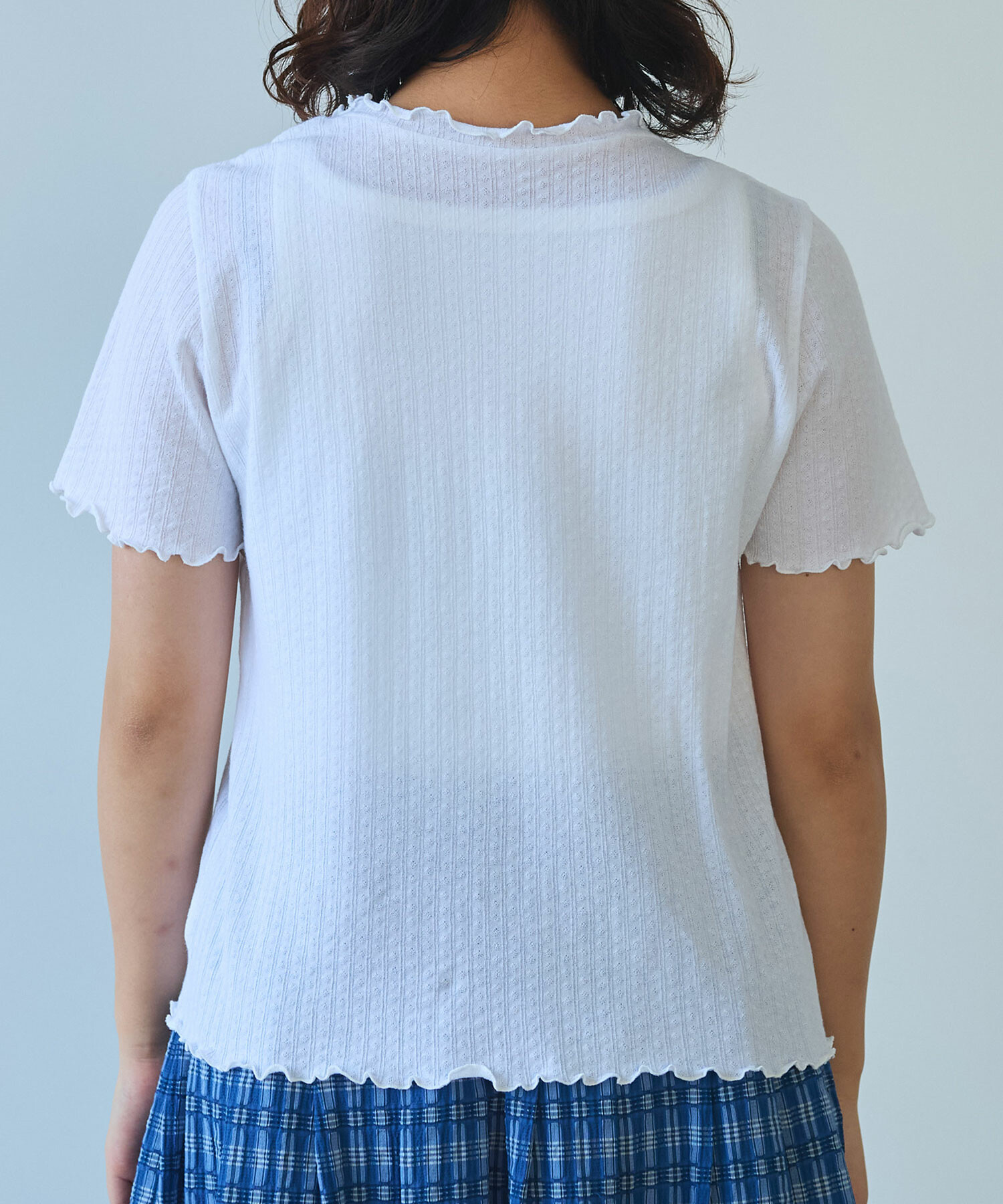 tシャツ 強撚針抜ジャカード ハイネック半袖プルオーバー レディース △強撚針抜ジャカード ハイネック半袖プルオーバー（Tシャツ