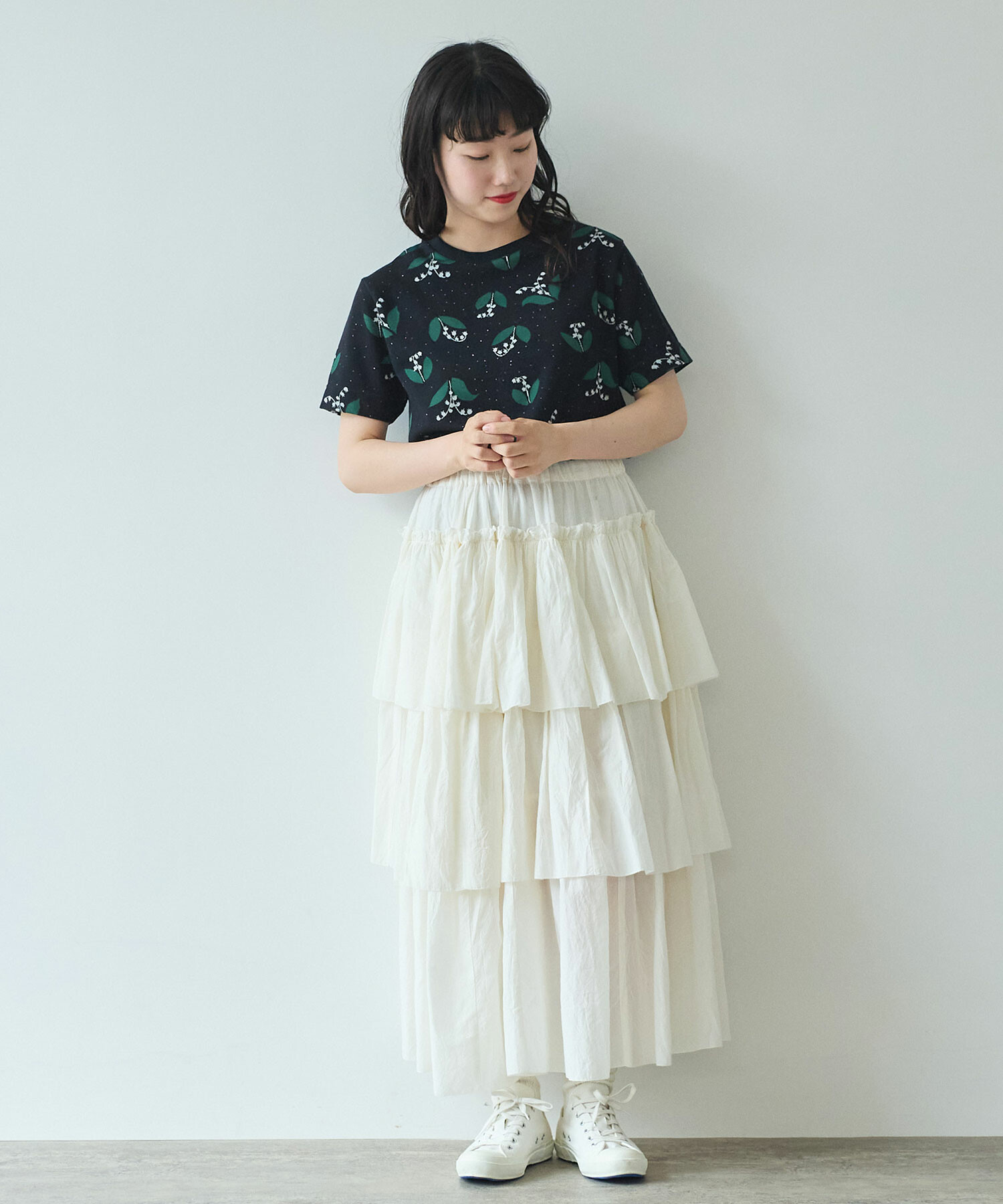 新作 Store AMBIDEX 〇すずらんジャカード de bulle クロ): Tシャツ(F ボール