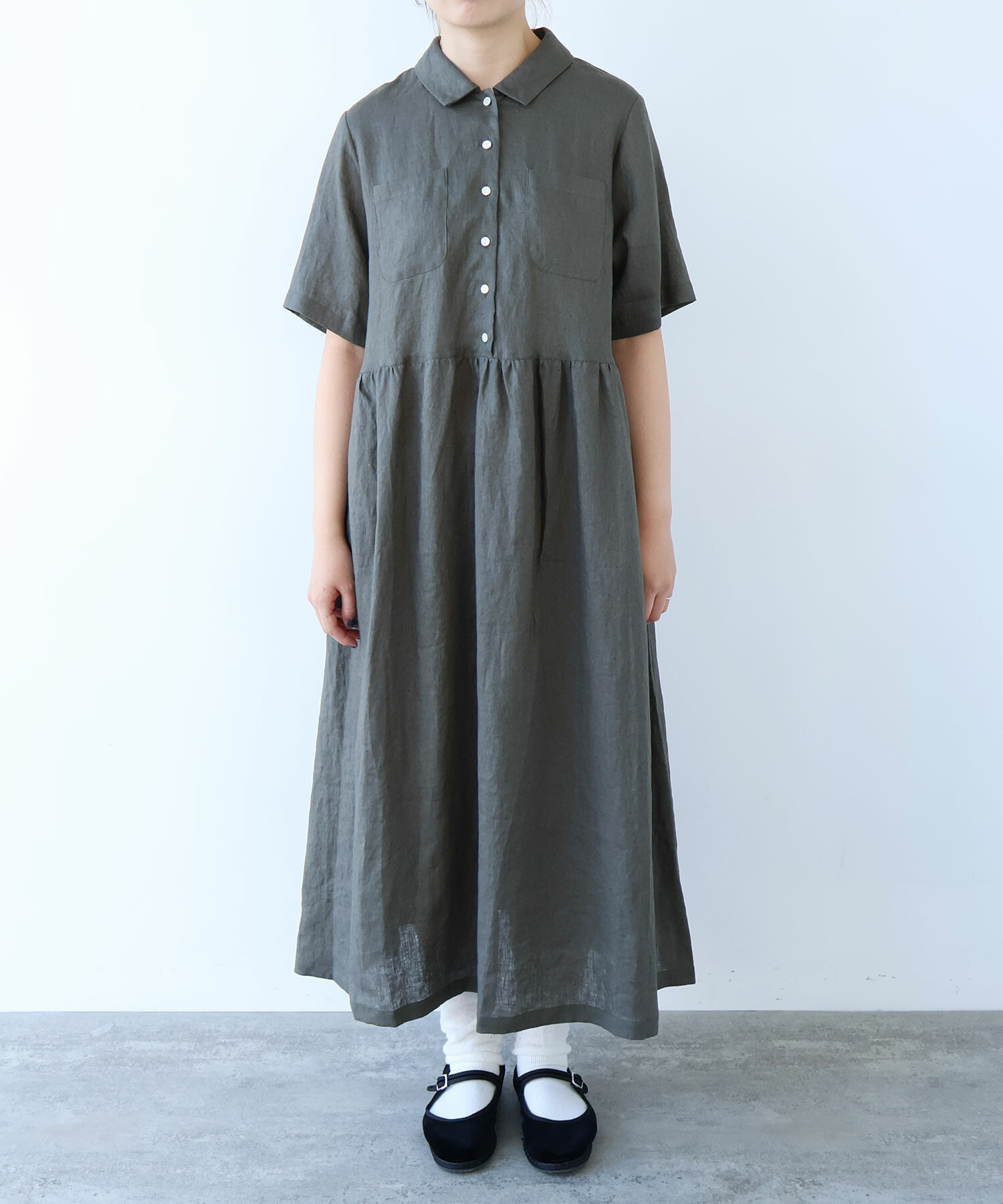 AMBIDEX Store ○ 60s フレンチリネン シャツワンピース(F サックス