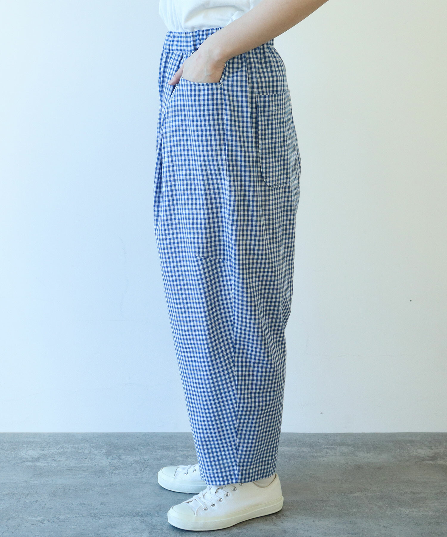 AMBIDEX Store △〇 ギンガム タックパンツ(F クロ): bulle de savon