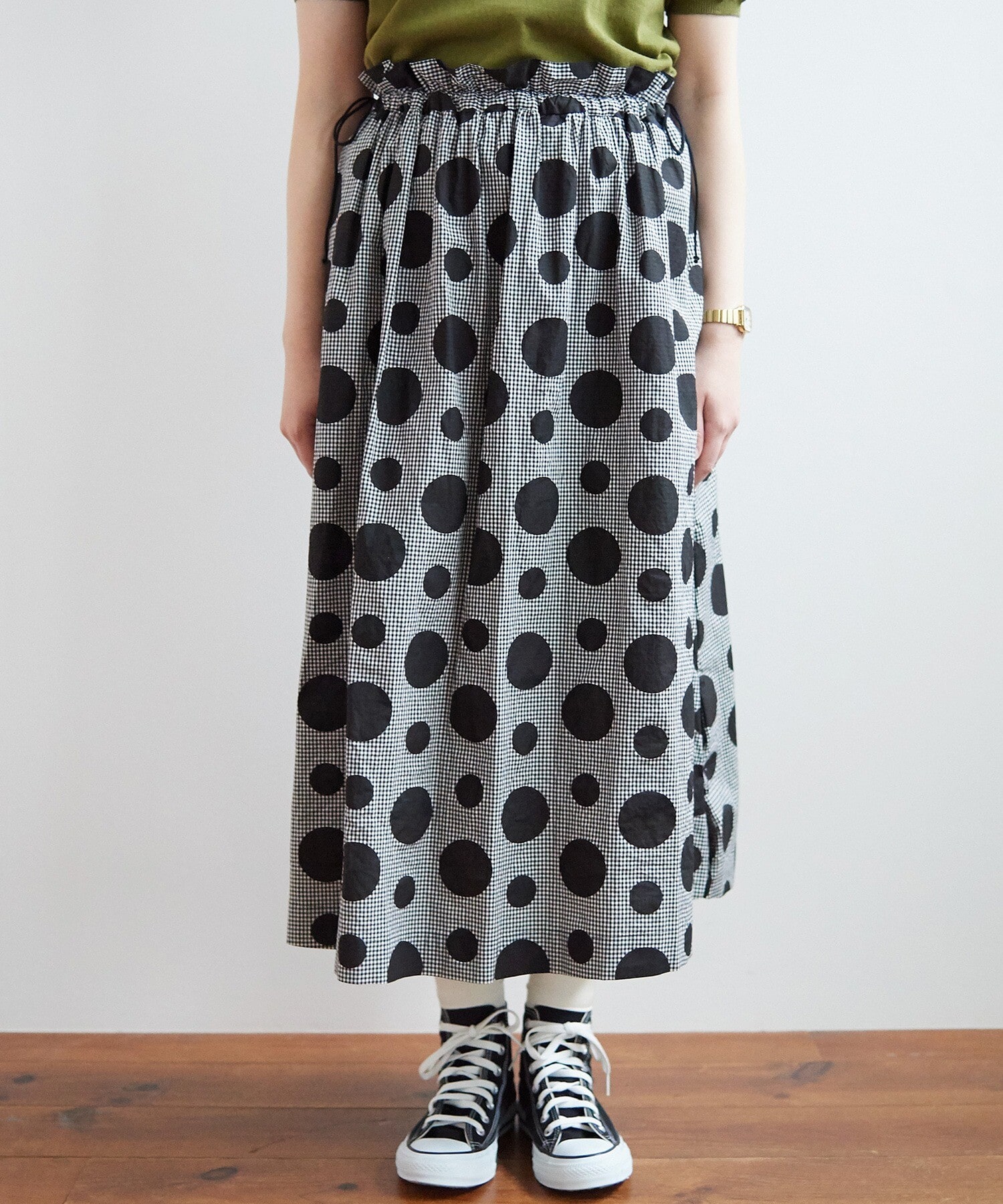 AMBIDEX Store ○gingham×dot プリント スカート(F クロ): bulle de savon