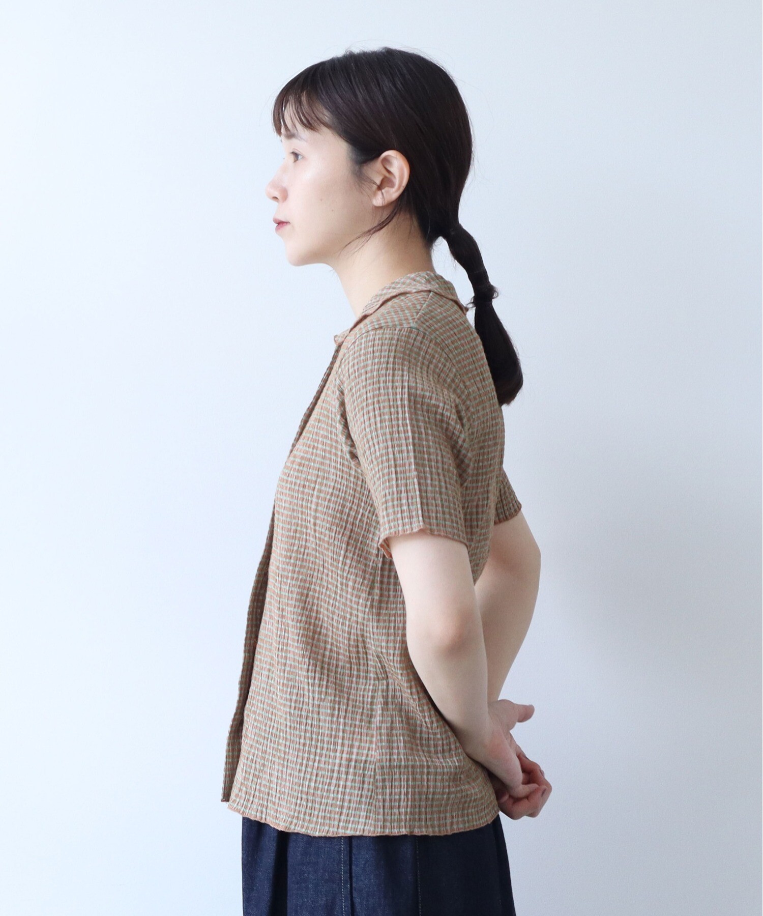 AMBIDEX Store コットンポリエステル シャーリングハーフスリーブ  