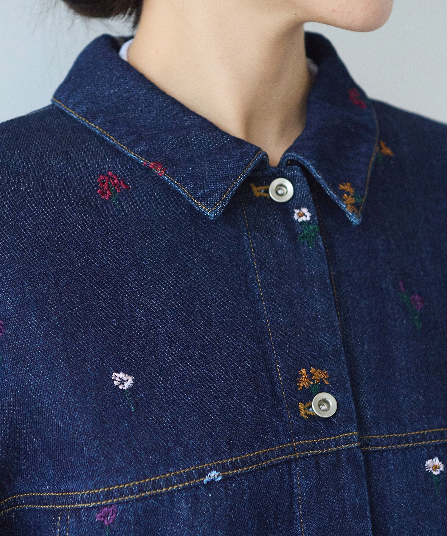 AMBIDEX Store floral embloidely denim cocoon ブルゾン(F サックス