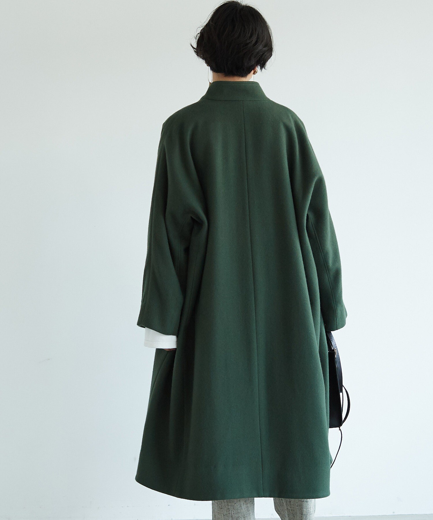 AMBIDEX Store △Wool/super100 wide stand collar コート(F クロ): yuni