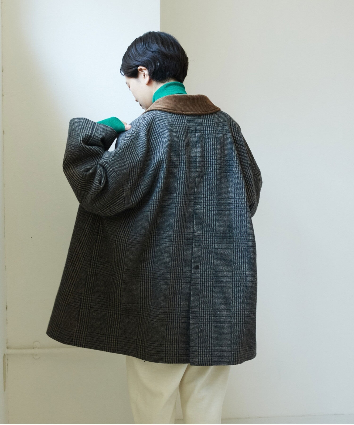 AMBIDEX Store △Wool/Check bal collar short コート(F チェック): yuni