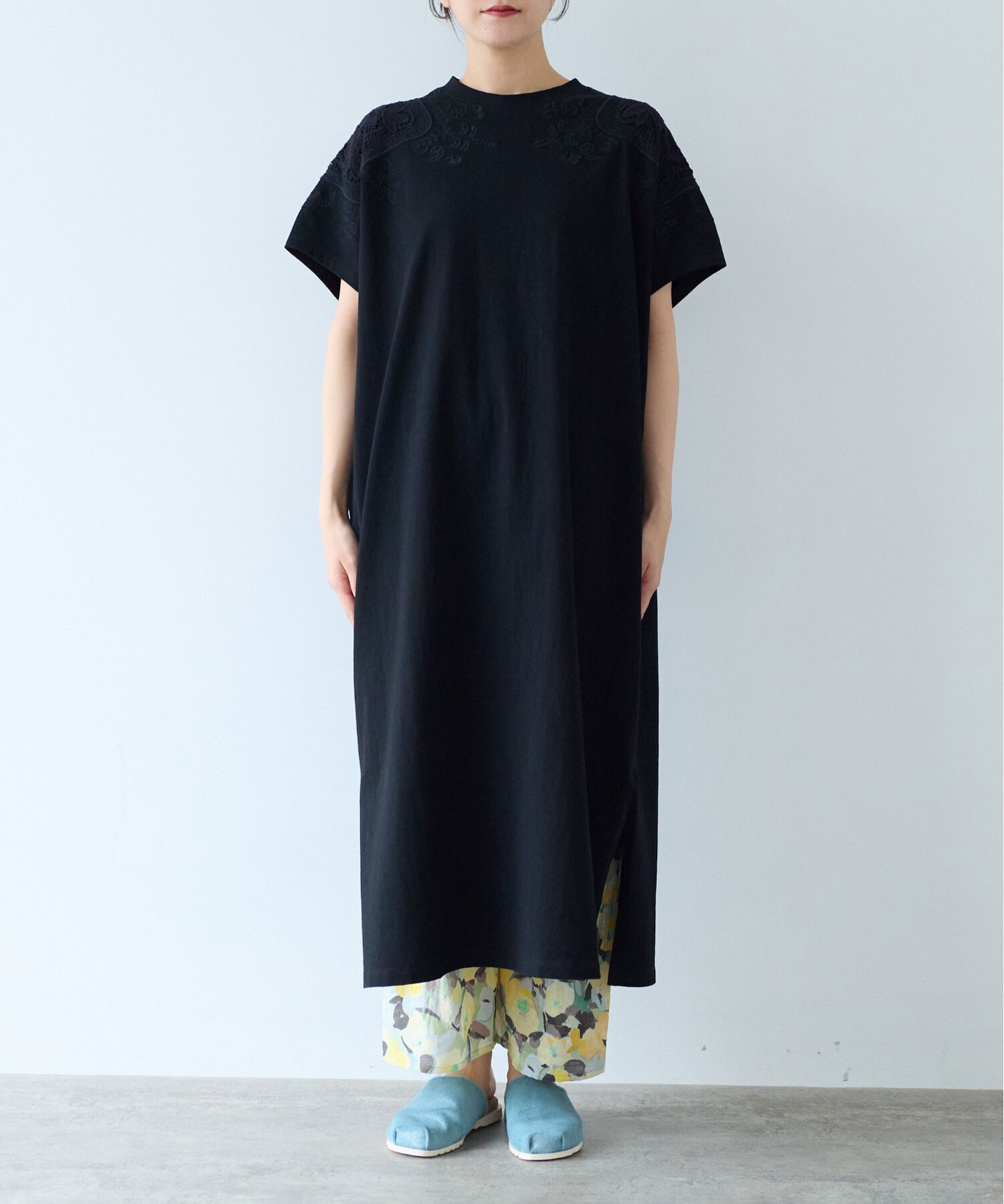 AMBIDEX Store △○コットンレース刺繍ワンピース(F クロ): yuni