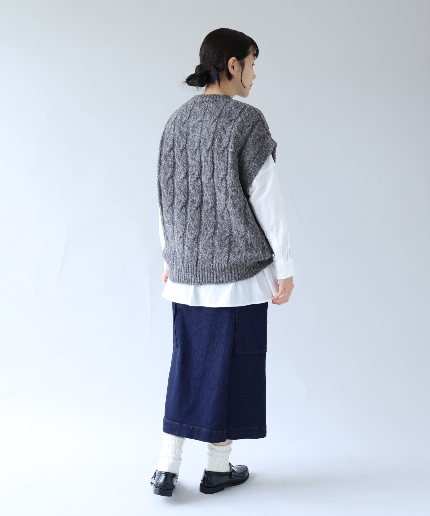 AMBIDEX Store ○malibo mix ウール アラン編みベスト(F キナリ): yuni